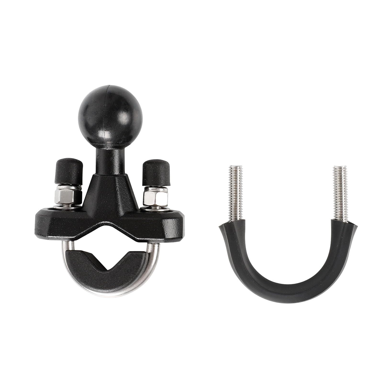 FPN Aluminum Alloy U-Bolt Handlebar Mount with 1-Inch Ball, Compatible with RAM Mounts B Size Double Socket Arm & Bike Motorcycle Phone Holder, Fits 0.5" to 1.3" Round Rails