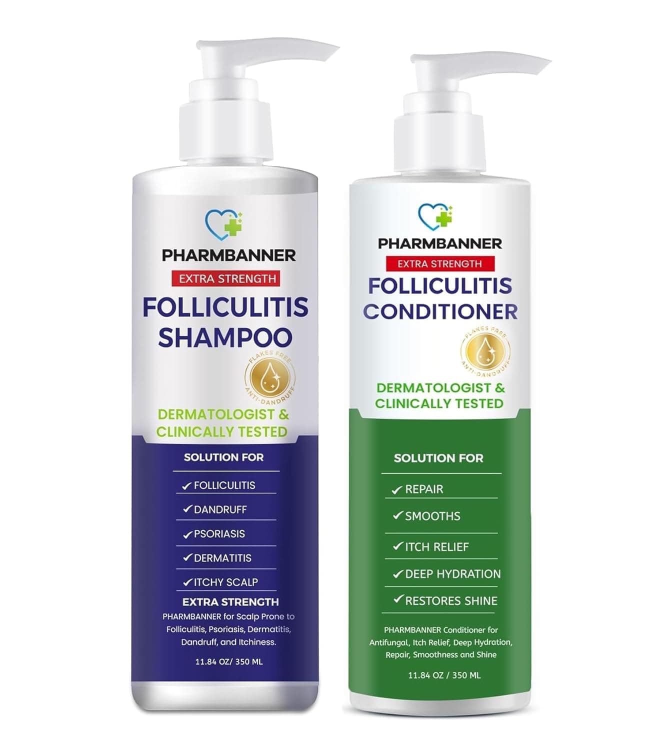 Antifungal Shampoo & Conditioner Set for Folliculitis, Seborrheic Dermatitis & Scalp Psoriasis Relief