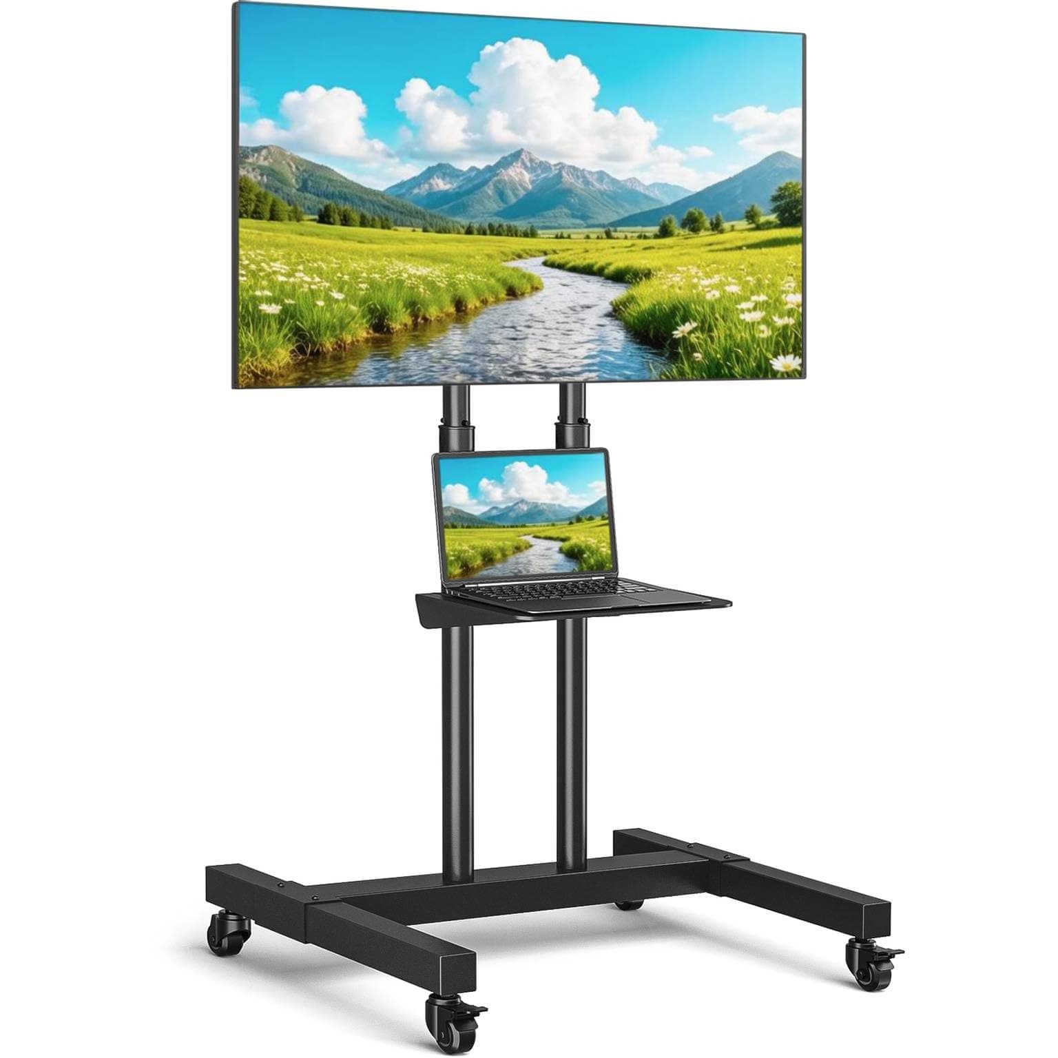 Rfiver Mobile TV Cart Rolling TV Stand for 32-83 Inch Screens up to 110lbs