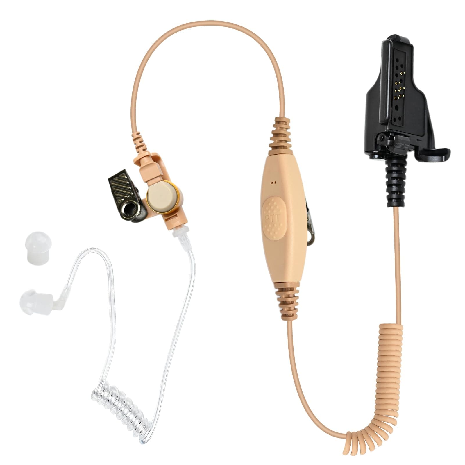 Covert Dual PTT Earpiece with Mic Connect Ear Piece Headset Walkie Talkie Accessories Compatible for Motorola XTS Series HT1000 1500 2500 3000 5000 5000R 8000 Radio