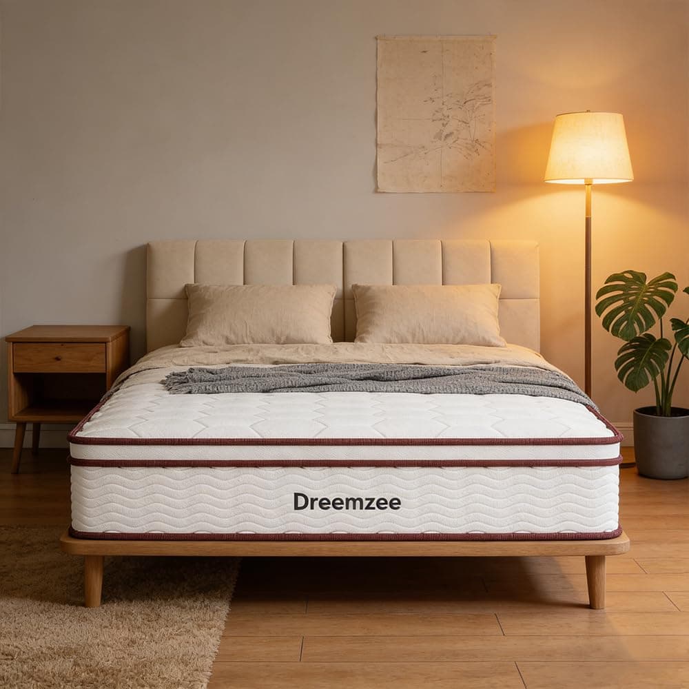 Dreemzee King Size Mattress, 12 Inch Hybrid Gel Memory Foam Matelas in a Box, Pocket Spring for Motion Isolation, Medium Firm, CertiPUR-US & Oeko-Tex, 10-Year Warranty & 365-night Sleep Trial