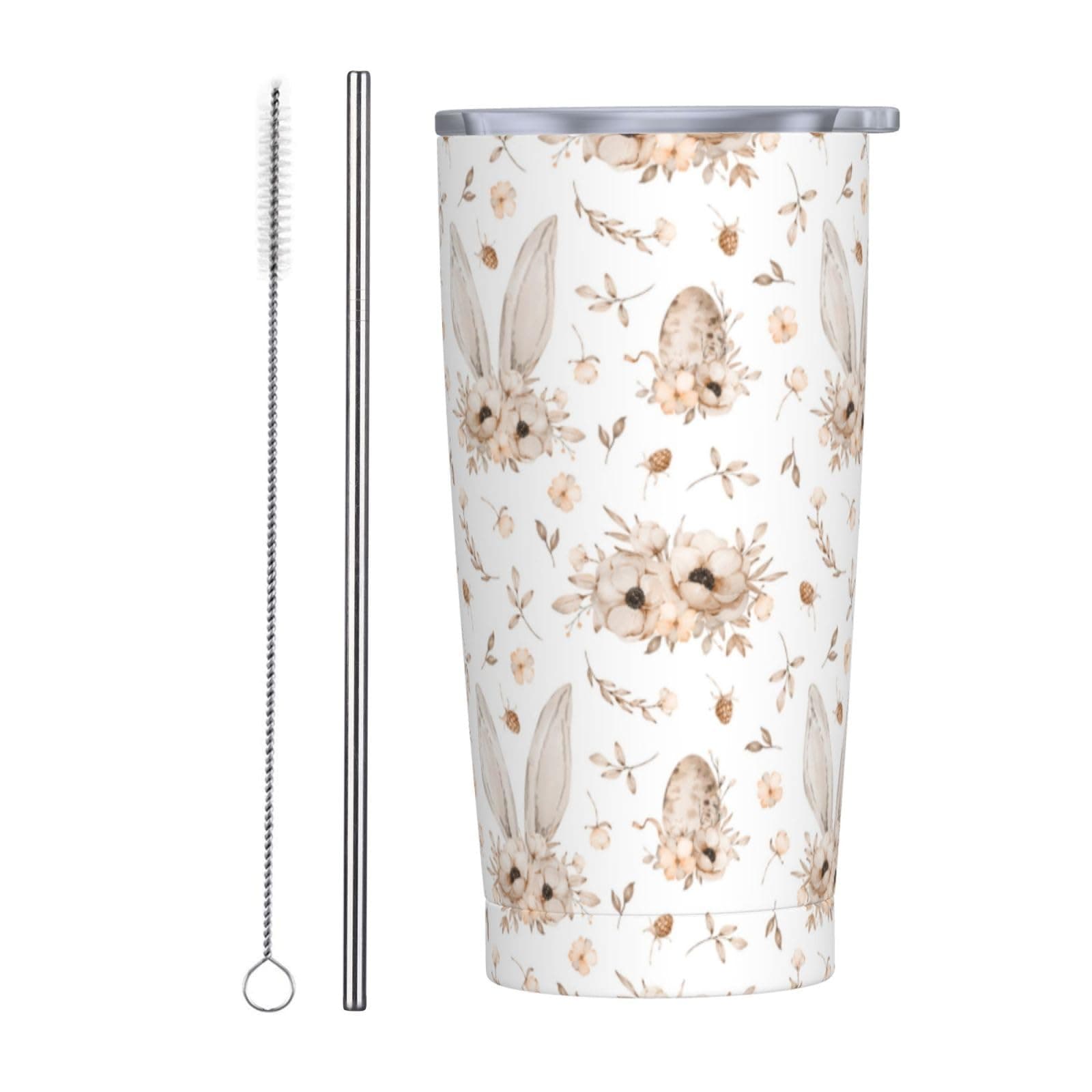 CHASOEA Easter Tumbler 20oz Bunny Rabbits Stainless Steel Insulated Tumblers with Lid and Straw Easter egg Travel Coffee Mug Tea Wine Cups Water Bottle Holiday Gifts for Women