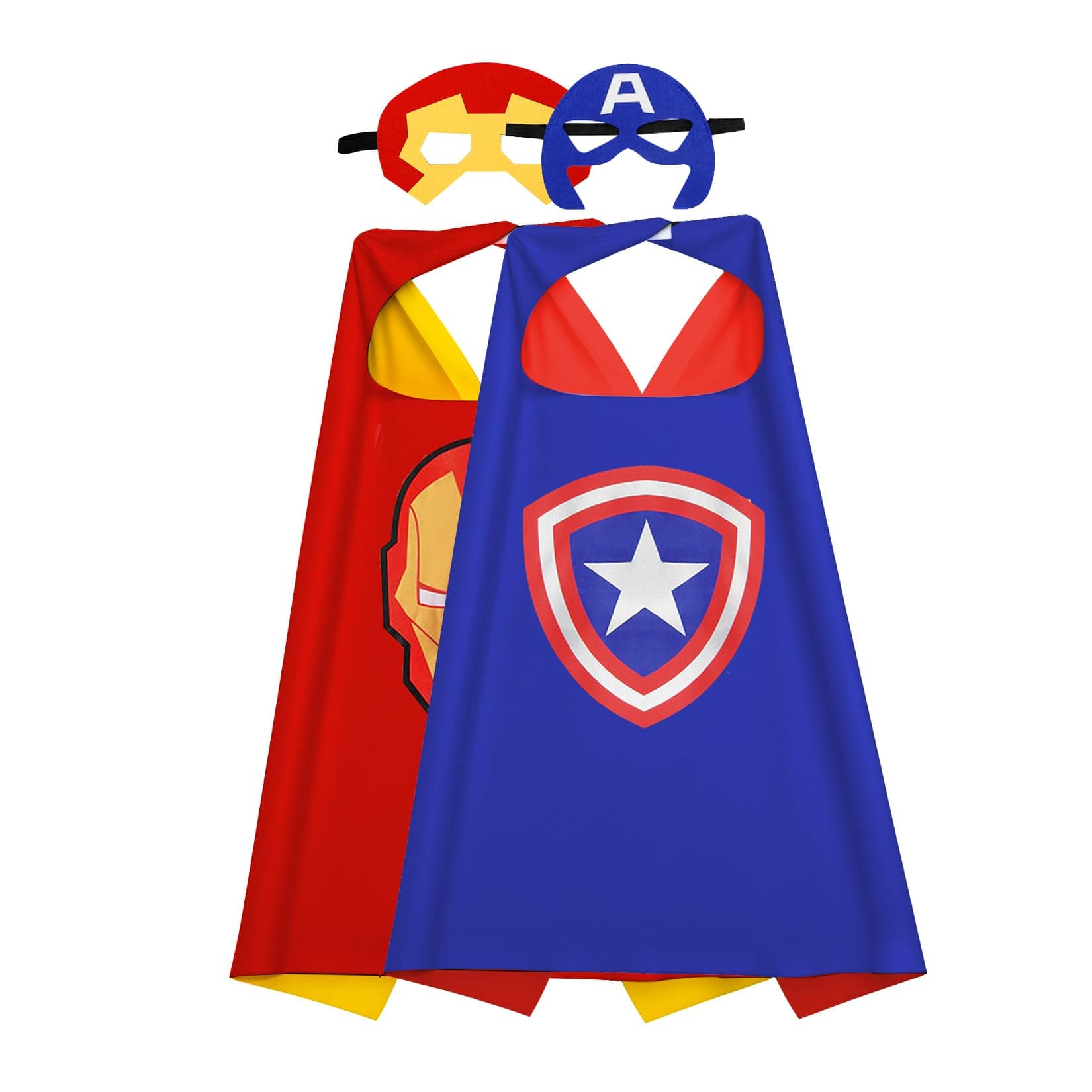 Mizzuco Kids Capes,Boys Grils Costume Halloween Supplies Dress up for 3-12 Years Old (Blue+Red)