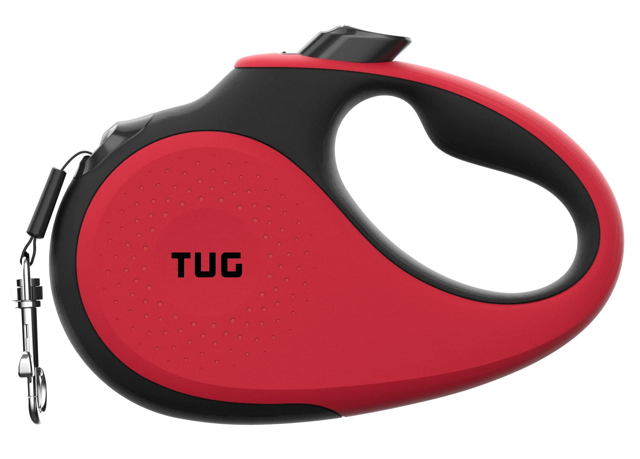 TUG 360° Tangle-Free Retractable Dog Leash for Up to 25 kg Dogs | 5 m Strong Nylon Tape/Ribbon | One-Handed Brake, Pause, Lock (Medium, Red)