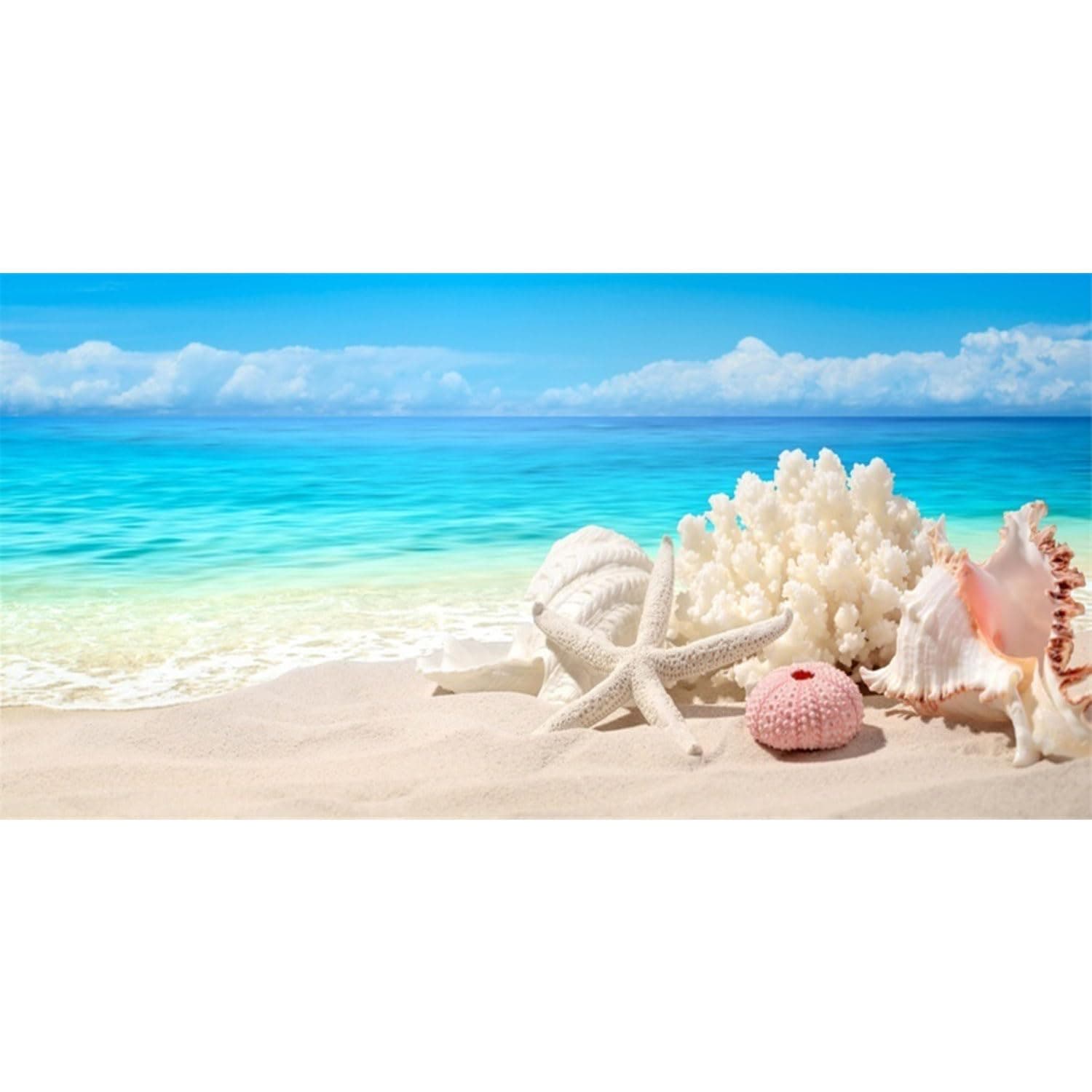AWERT Vinyl 24x12 inches Sea Beach Aquarium Background Summer Starfish Fish Tank Background Blue Ocean Terrarium Background