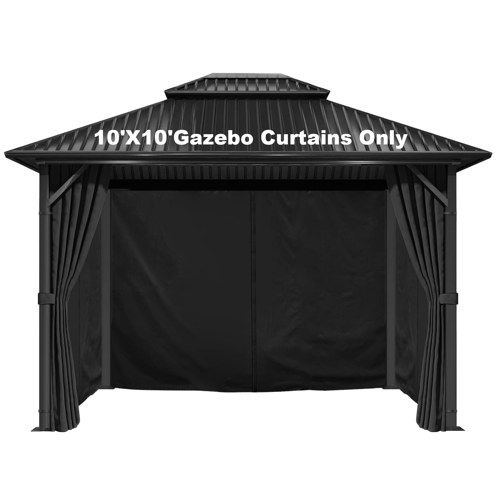 Gazebo Curtains 10'x10' Waterproof, Universal Replacement Privacy Curtain, 4-Panels Sidewall Curtains with Zipper for Patio, Garden and Backyard (Only Curtain)