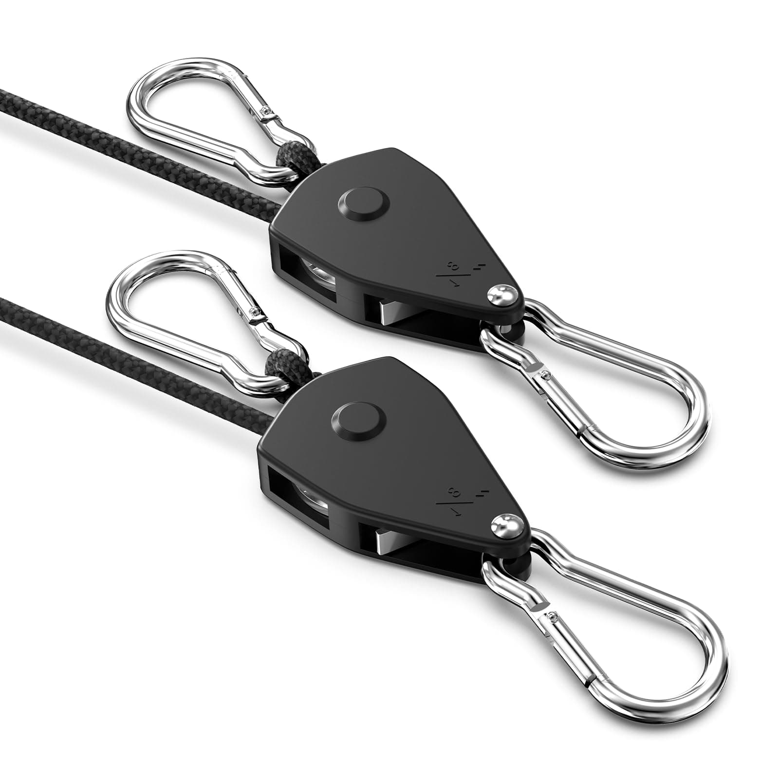 Ratchet Tie Down Straps, 1/8" Adjustable Rope Hangers 2 Pack, 8FT