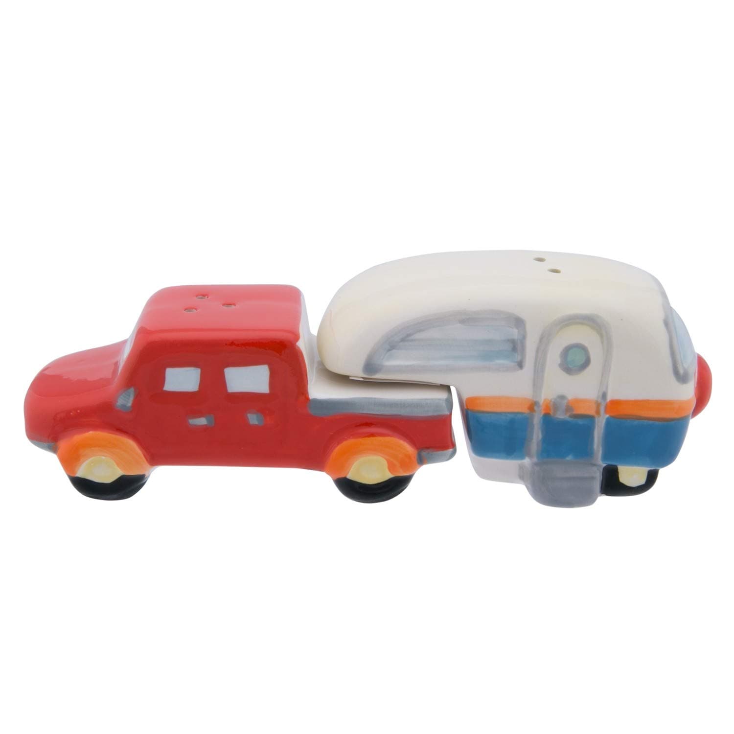Beachcombers Truck/Camper Salt and Pepper Unique Ceramic Novelty Shakers Decor Decoration Red and White Truck/Camper