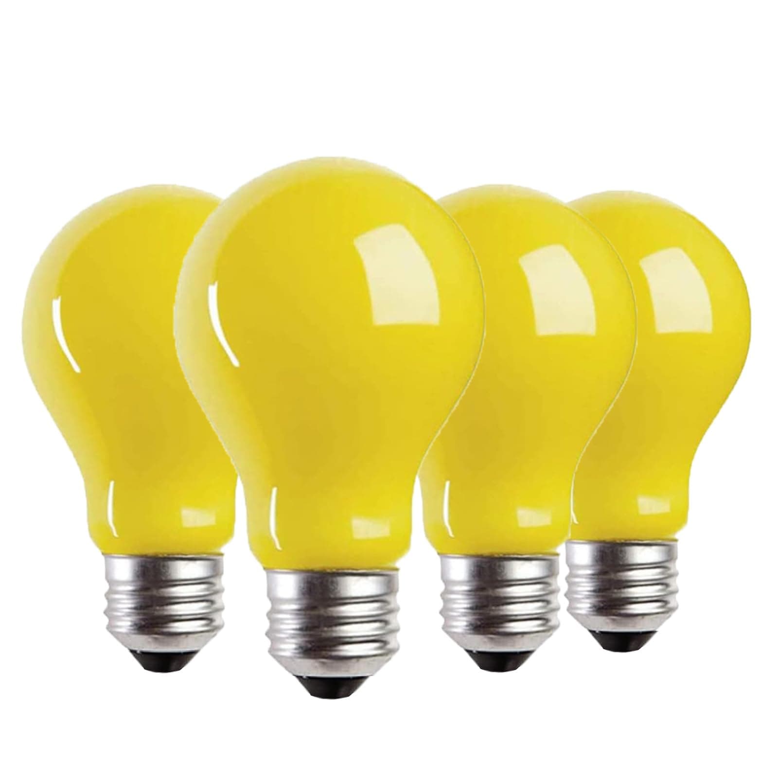 Minsily 4 Pcs LED Yellow Bug Light Bulbs Outdoor 3W A19 Yellow Light Bulbs 25 Watt Equivalent E26 Porch Bug Lights for Outside 2000K Amber Night Light Bulb Decorative Lamp for Home Hallway Porch Light
