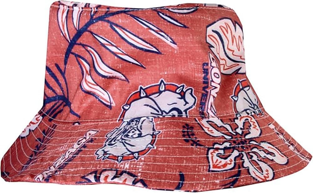 Wes and Willy Mens College Hawaiian Vintage Floral Bucket Hat(Gonzaga Bulldogs, S/M) Navy