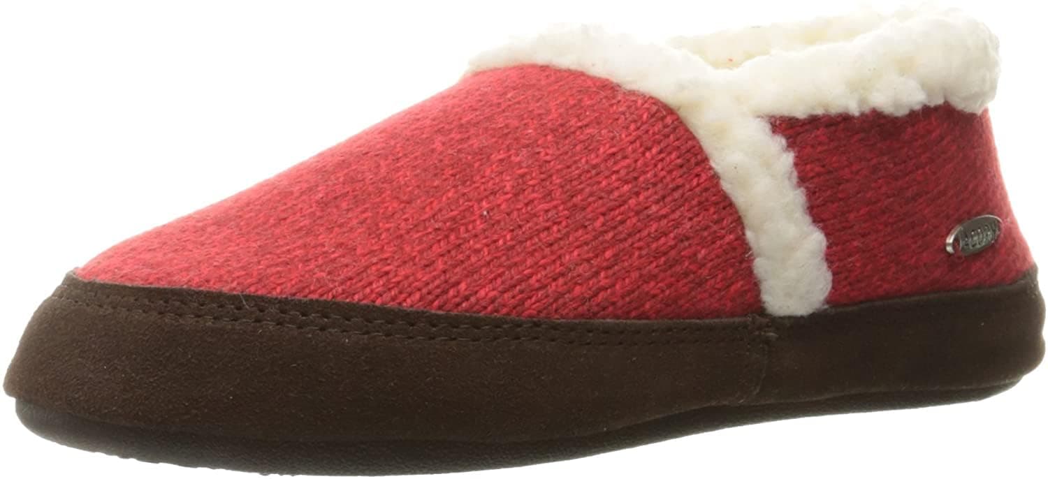 Acorn Women's Moc Slipper Red Ragg Wool Size: 6.5-7.5