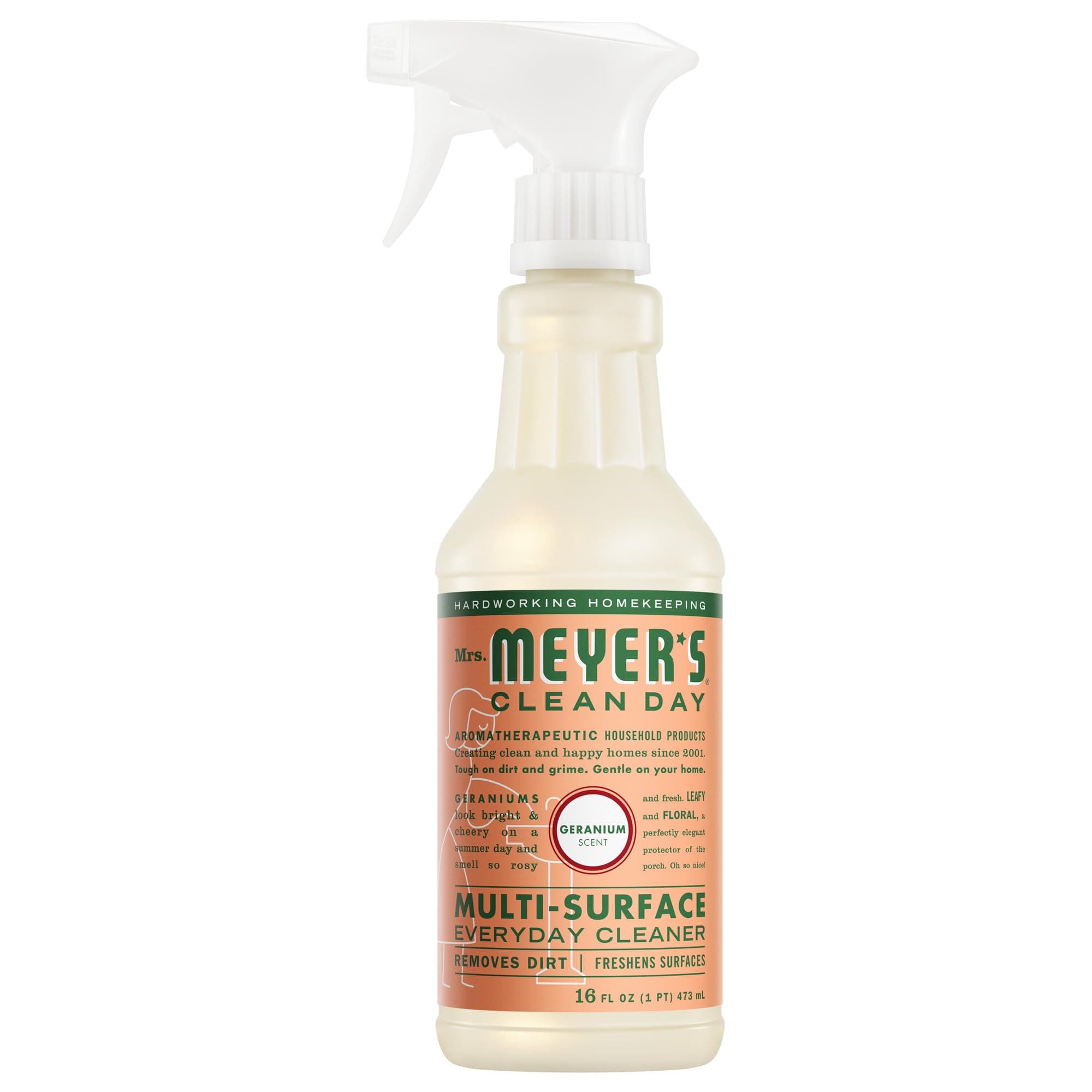 MRS. MEYER'S CLEAN DAY Multi-Surface Everyday Cleaner, Geranium Scent, 16 Fl Oz Bottle