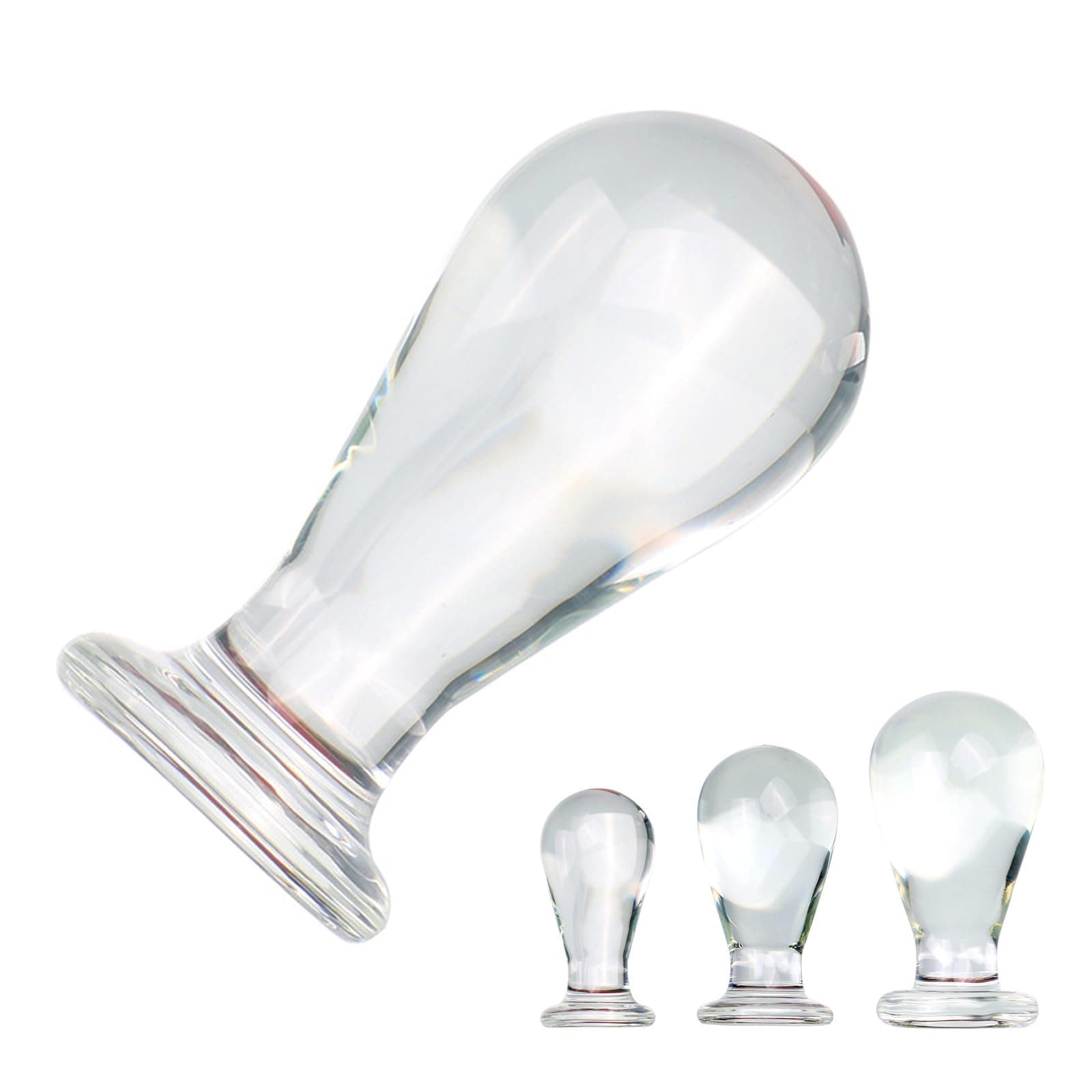 MFMYEE Crystal Glass Anal Plug, Transparent Crystal Ball Butt Plug 3 Sizes, Large Anal Beads, Glass Ball Dildo Plug, SM Anus Training Masturbating Sex Toy for Women Men (S)