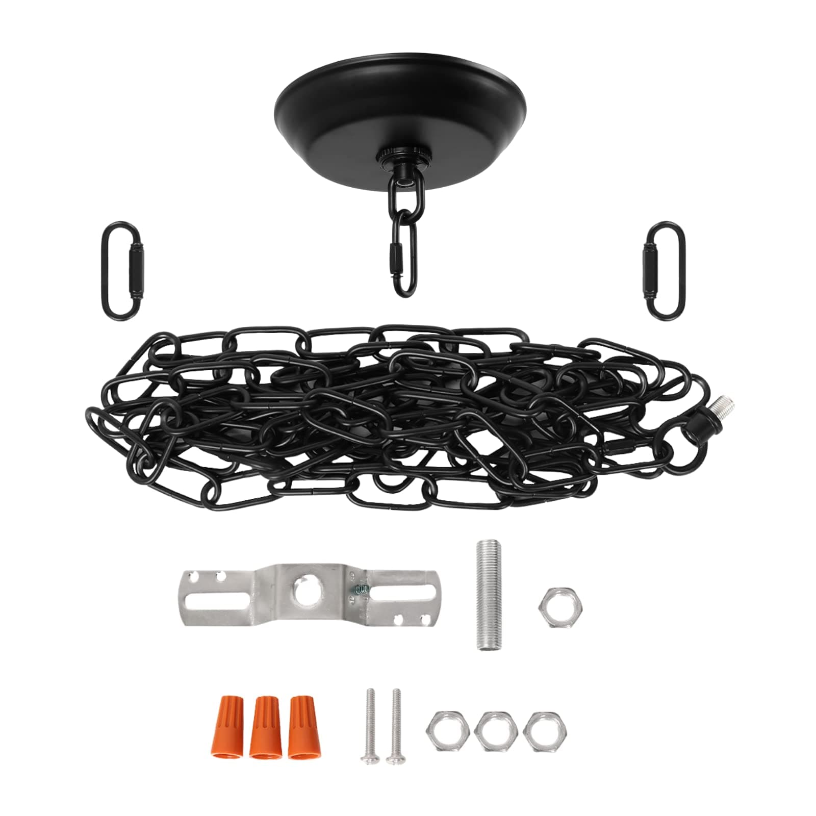 Eumyviv 10 Feet Heavy Duty Black Chain with 5" Light Canopy Kit for Chandelier, Swag Light Kit Light Fixture Mounting Bracket for Hanging Light