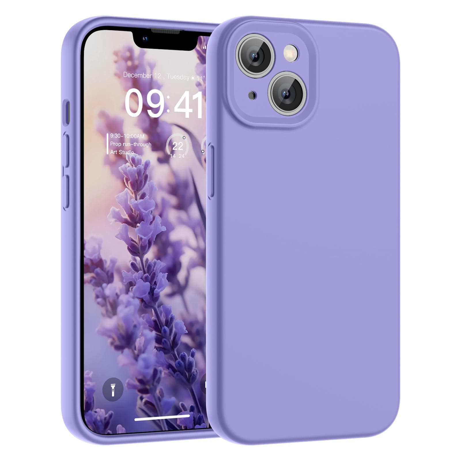 SUPFINE Designed for iPhone 15 Case,Premium Liquid Silicone with [Soft Anti-Scratch Microfiber Lining][Upgraded Camera Protection] Slim Shockproof Phone Case for Men Women Girls,Light Purple