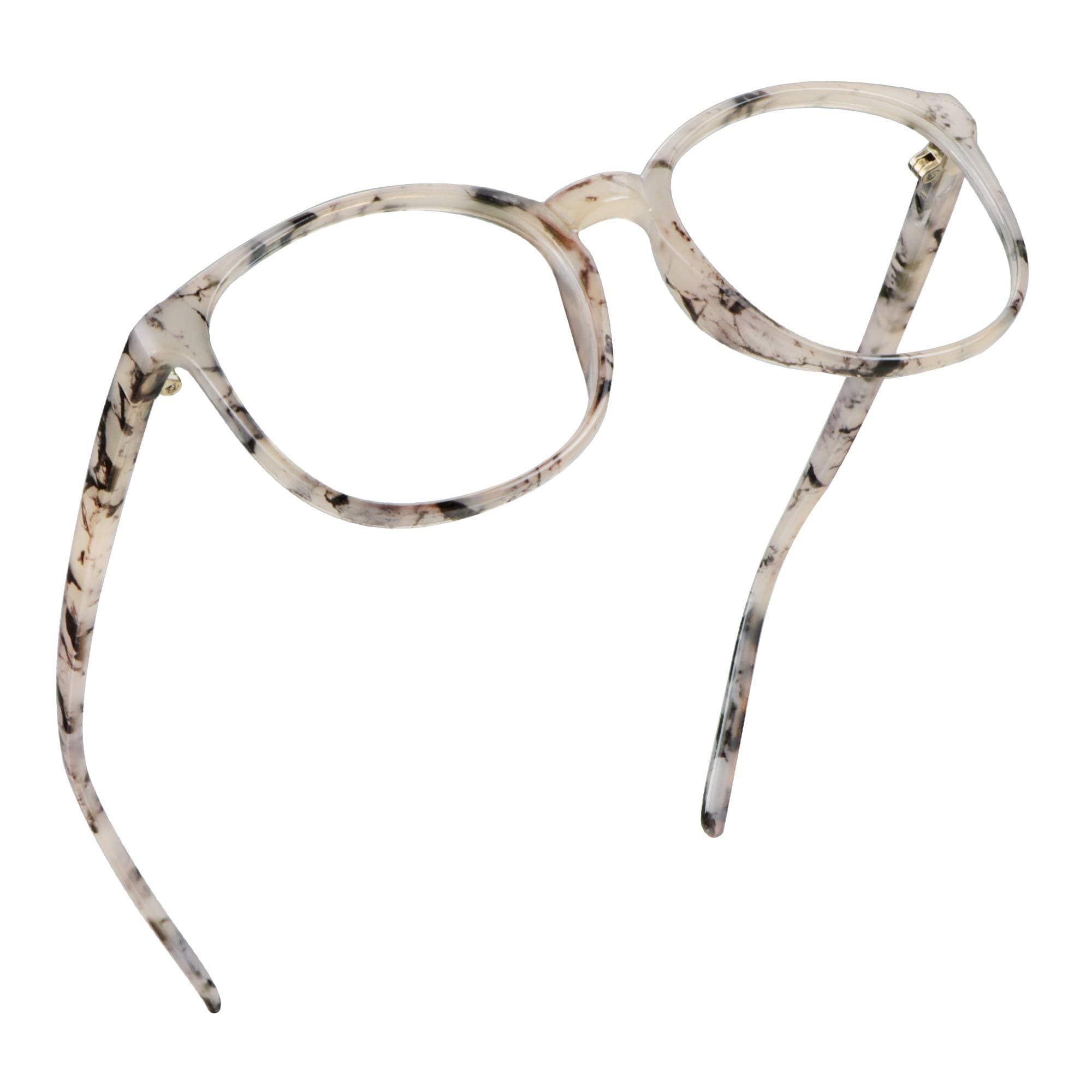 LifeArt Round Blue Light Blocking Glasses, Computer Glasses, Gaming Glasses, TV Glasses for Women Men (Marble, 3.75 Magnification)