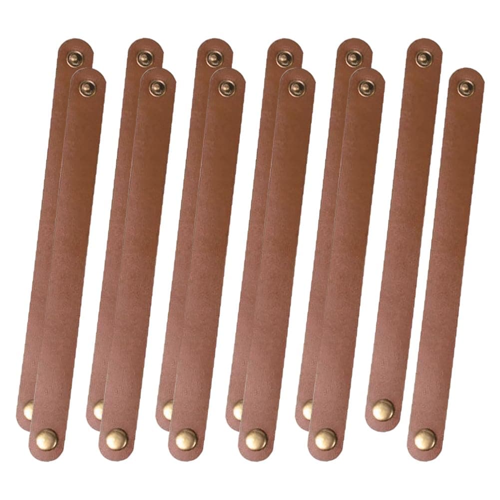 GSHLLO 12 Pcs Brown PU Leather Curtain Tiebacks Fashion Drapery Tie Backs Retro Curtain Ties Holdbacks Window Treatment Holdback Blank Leather Cuff Bracelets Craft Snap Bracelets