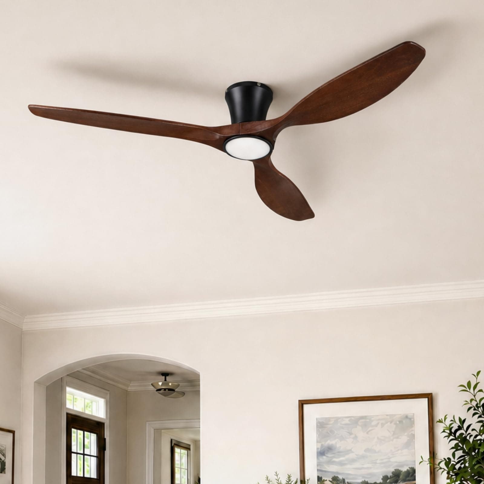Skylike 52 inch Ceiling Fan with Light Walnut Wood