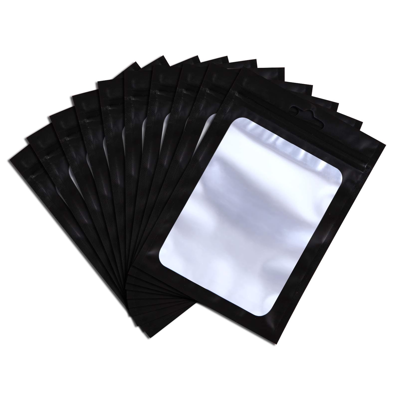 100 Pcs Mylar Bags, Smell Proof Resealable Clear Window Black 4×5.78 in