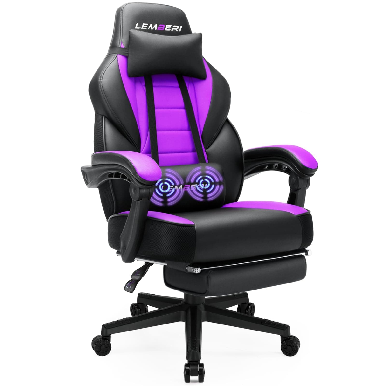 LEMBERI Gaming Chairs for Adults,Ergonomic Video Game Chairs with footrest,Big and Tall Gaming Chair 400lb Weight Capacity, Racing Style Gaming Computer Gamer Chair with Headrest and Lumbar Support