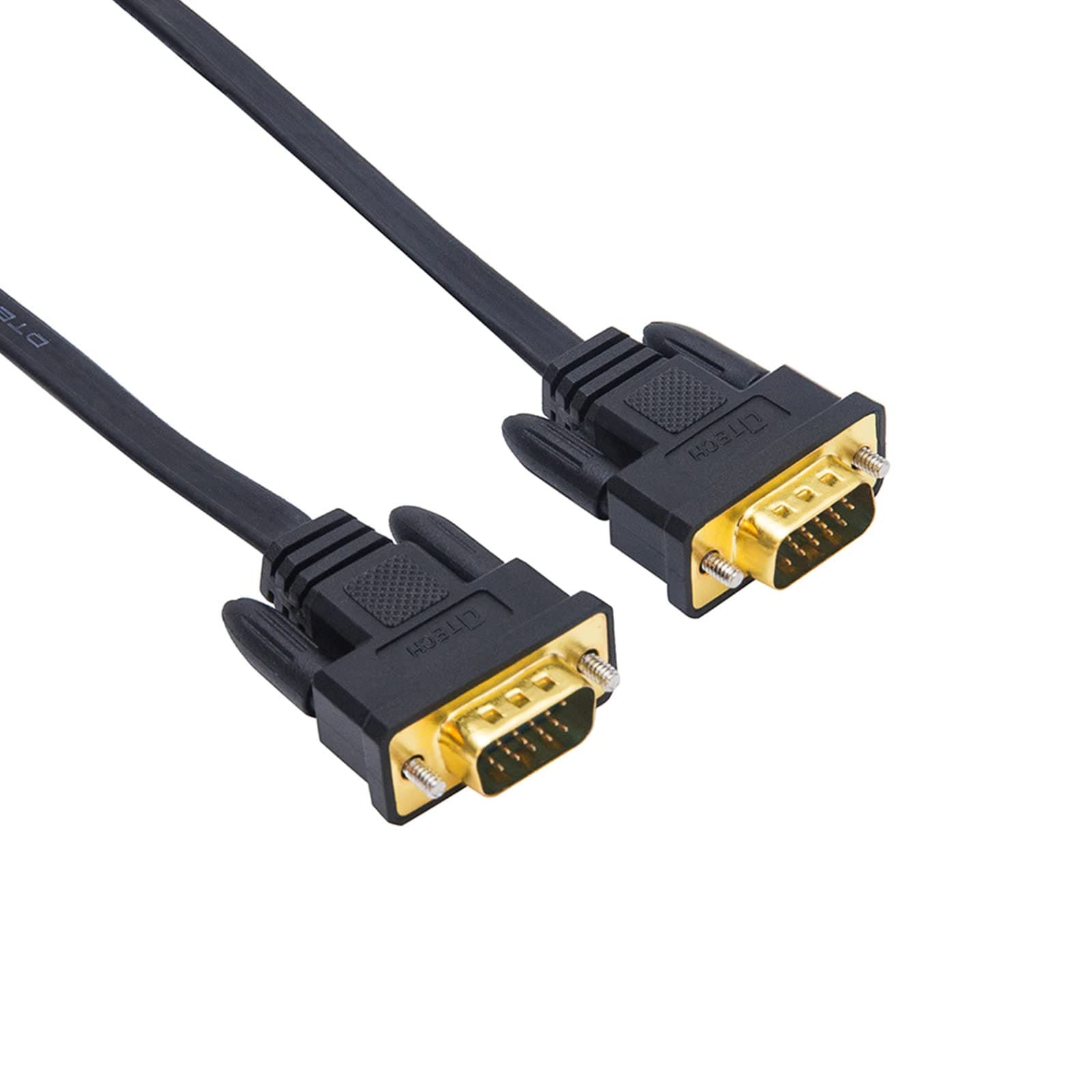 DTECH Ultra Flat Slim VGA Cable Male to Male VGA Monitor Cord in Black (6 feet)