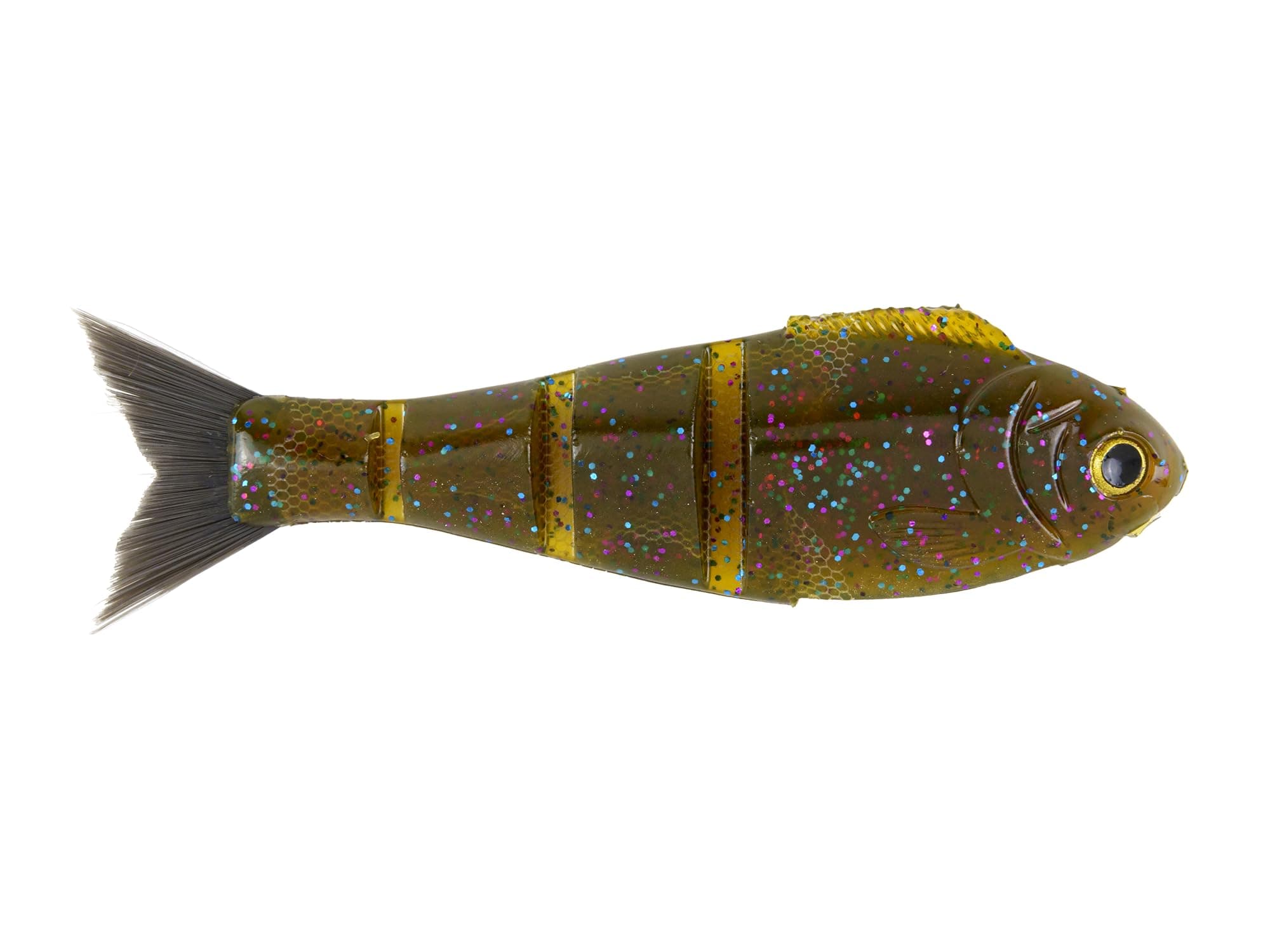 Bucca Brand WEEDLESS Baby Bull SHAD 4.5" / 3/4 OZ/Green Pumpkin Blue GILL (2 Pack)