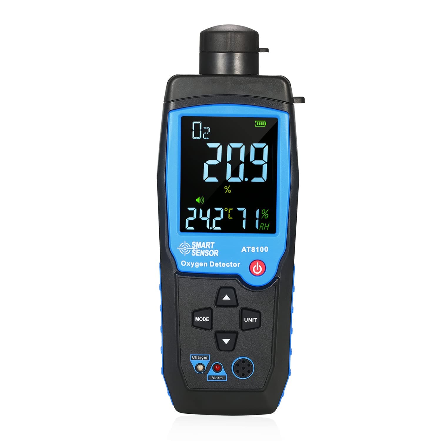 Tester, Handheld Digital Oxygen Detector USB Reable Automotive O2 Sensor Tester Monitor LCD Display Adjustable Alarm Auto Power Off Oxygen Meter for Car Tunnel Laboratory and Industry