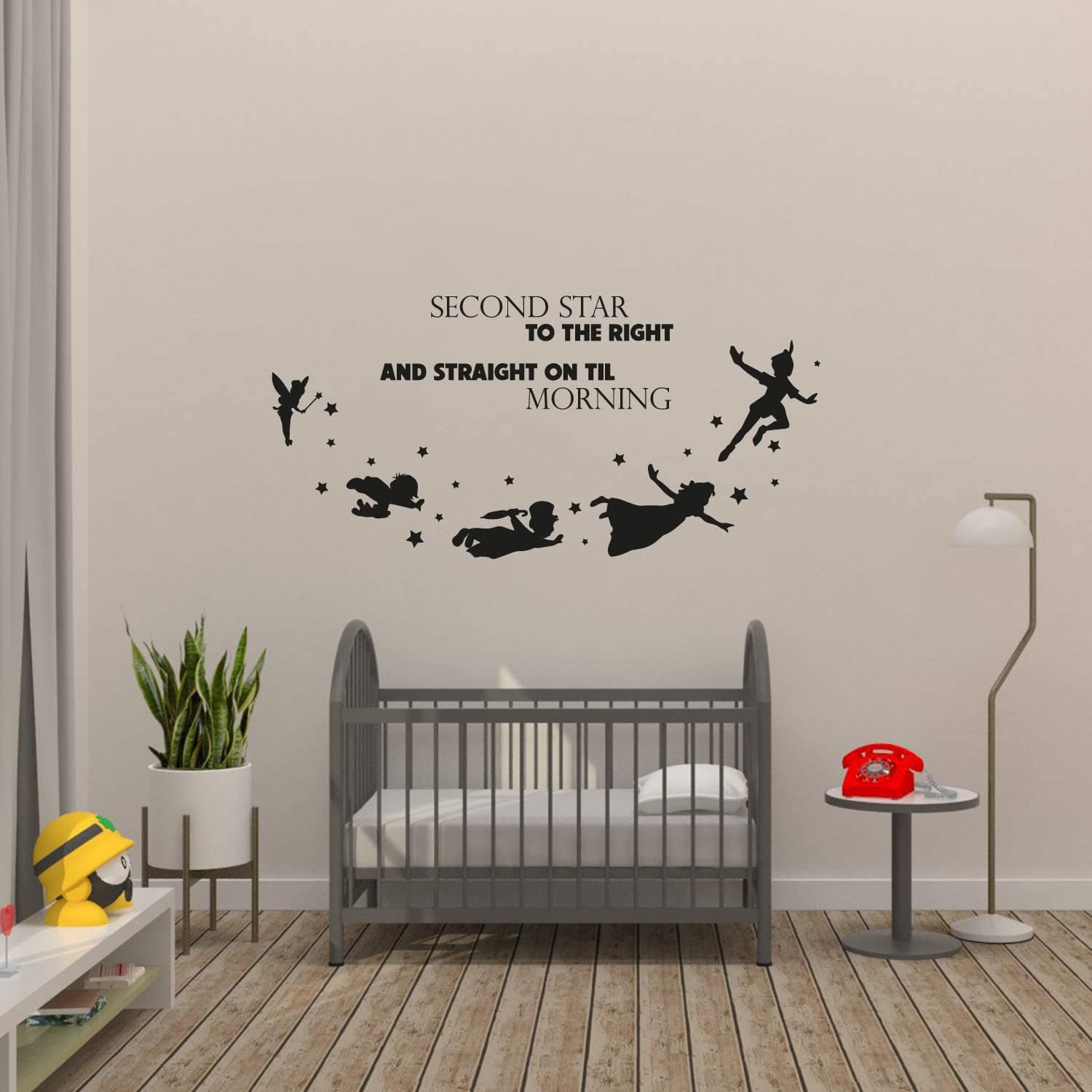 Second Star To The Right And Straight On Til Morning Peter Quote Vinyl Wall Art Sticker Wall Decal Decoration For Home Room Wall Boys Girls Room Playroom Wall Décor Décor Design Size (10x20 inch)