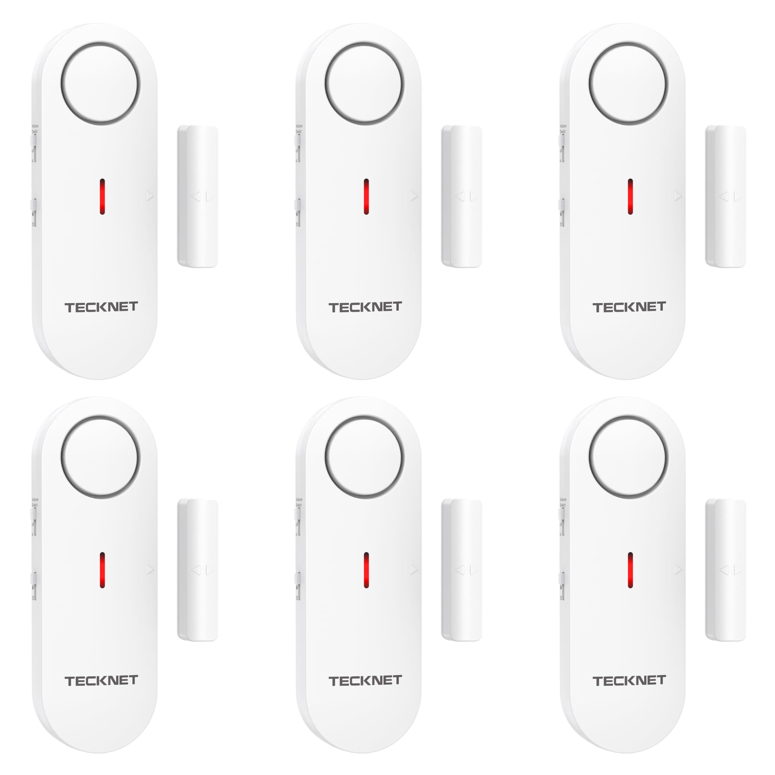 TECKNET Door Alarm Sensor, Mini Window Sensors, Sensor for Home Security Systems with Quick Loud 100dB Ring Alarm, Wireless Burglar Alarms House, Shop, Office, Garage (6 Pack) (HWA01806)