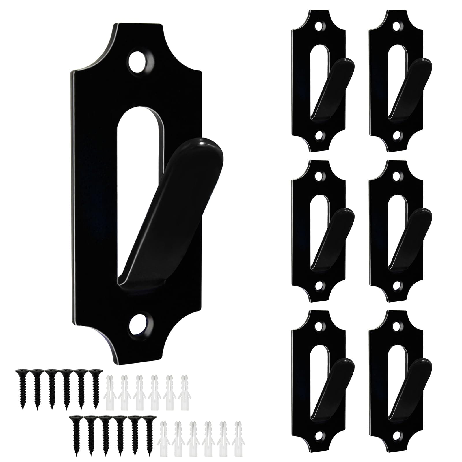 6 Pack Small European Mount Skull Hanger | Deer Skull Mount Hanger with Silicone Protector | Black