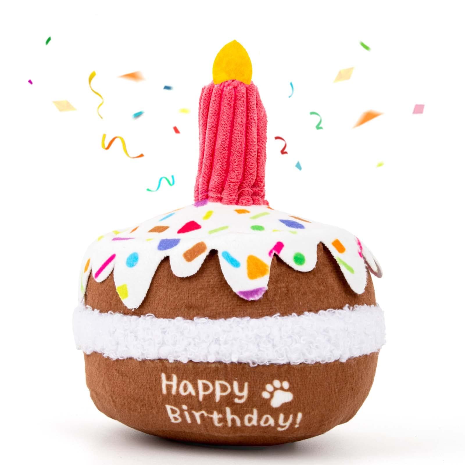 lilfrd Dog Birthday Toy, Birthday Cake Toys for Puppy Gifts, Squeaky Plush Dog Toys
