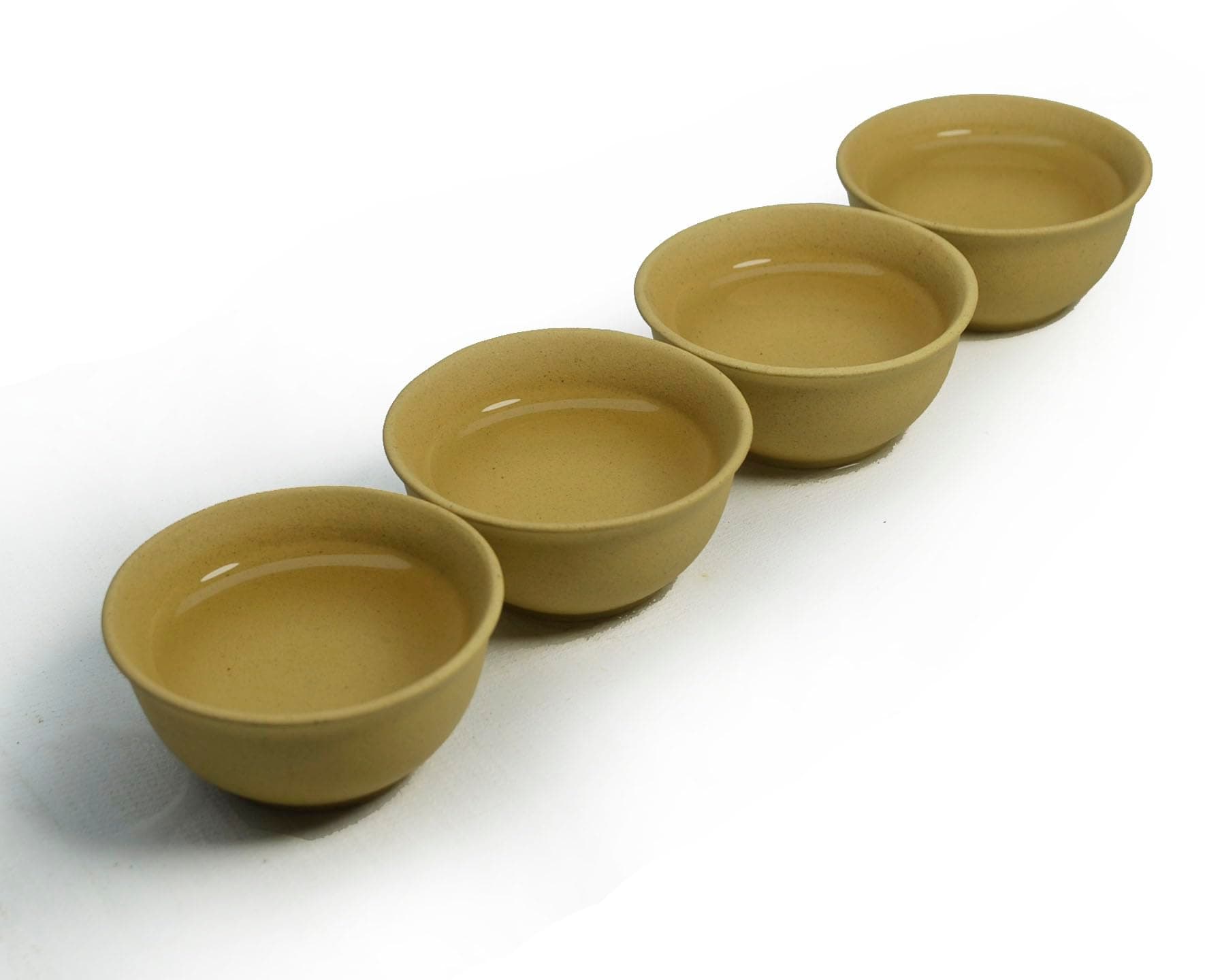 YXHUPOT Teacup 4pcs Chinese Clay Genuine Yixing Yellow Gongfu Tea Bowls Little Mini Cups (Khaki)