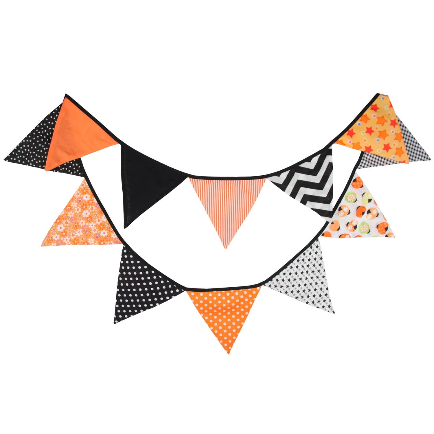 Halloween Pennant Banner, 1 Pack 12 Flags Vintage Halloween Banner Decor Fabric Bunting Flags Orange Garland Fall Decor