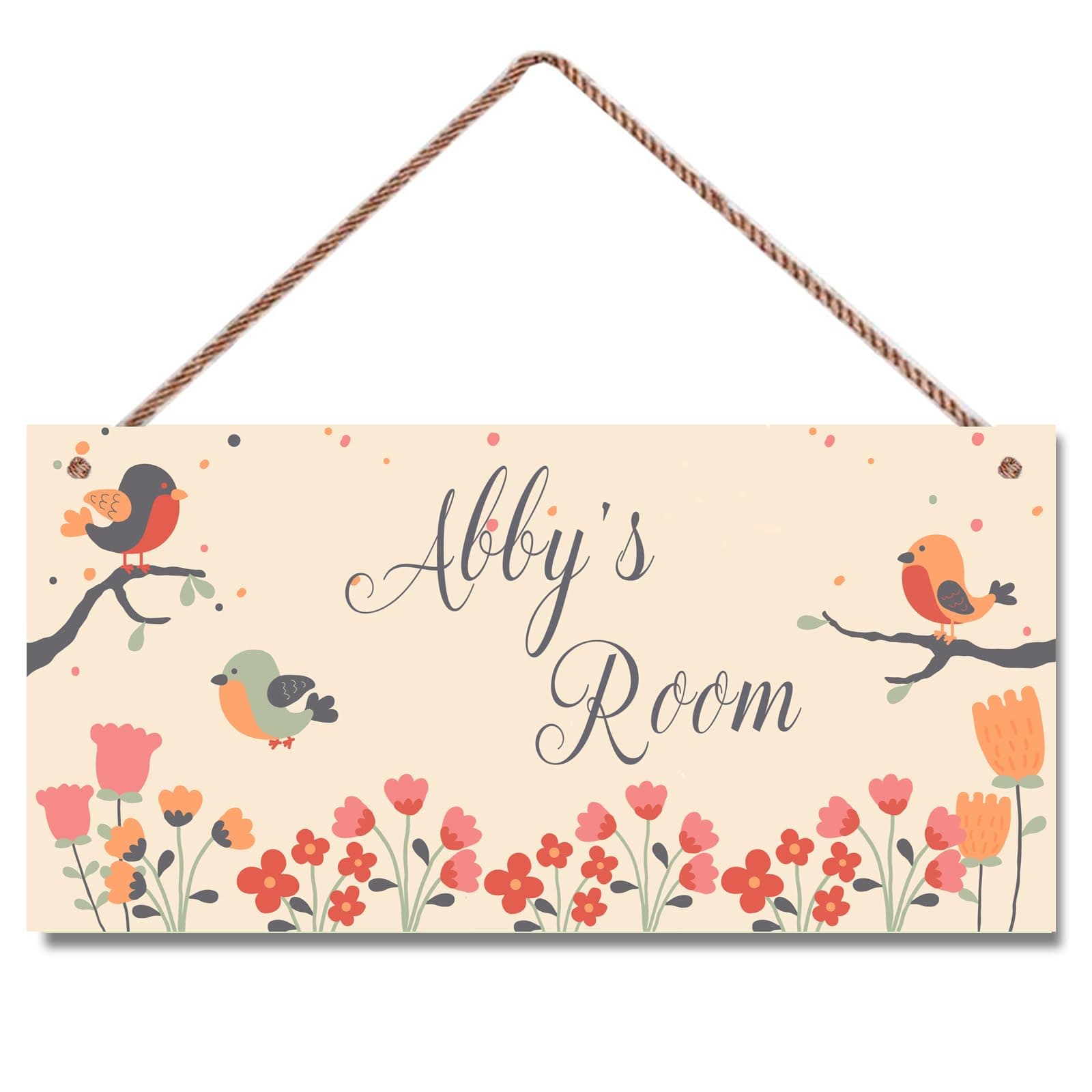Personalized Name Sign Birds and Tree Decor For Girls Bedroom Baby Nursery Room Door Wood Plaque Hanging Wall Art Decor For Boys Room