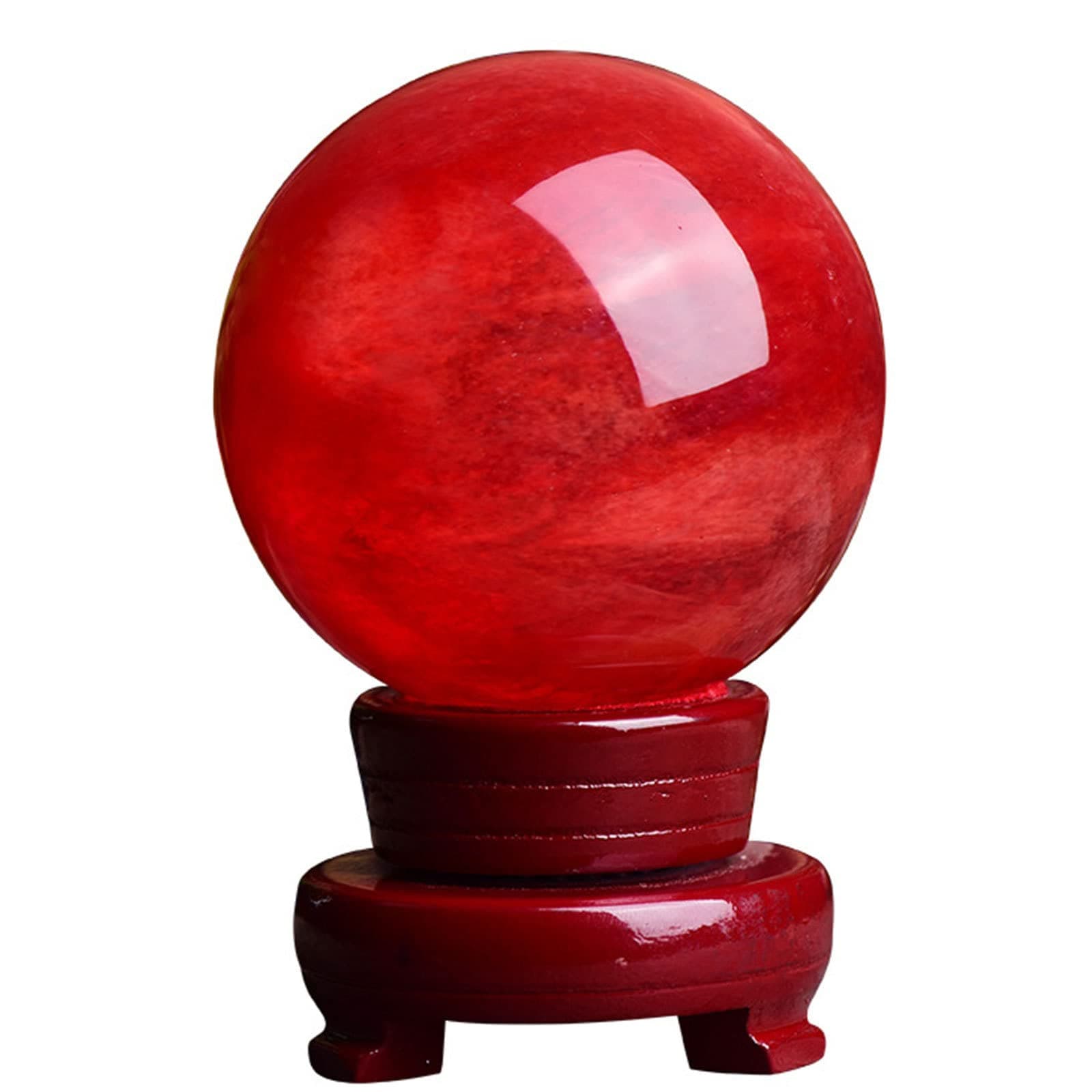 Red Obsidian Ball with Stand, Natural Red Crystal Ruby Ball Sphere Melting Quartz Crystal Gemstone for Meditation Healing Feng Shui Home Decoration,5cm