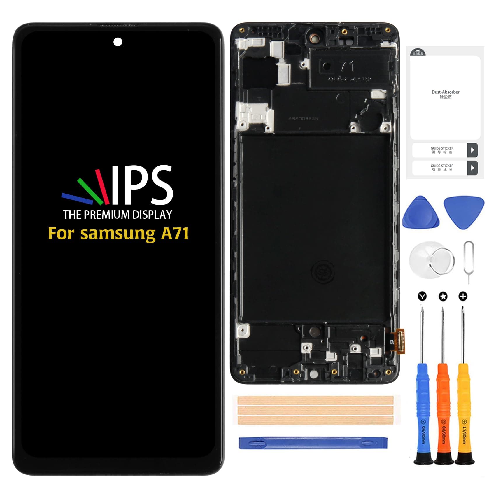 A-MIND for Samsung Galaxy A71 A715 (TFT with Frame) LCD Display Touch Digitizer,fits for Samsung A715F A715F/DS A715W A715X Screen Replacement Full Assembly Repair Kits+Tools