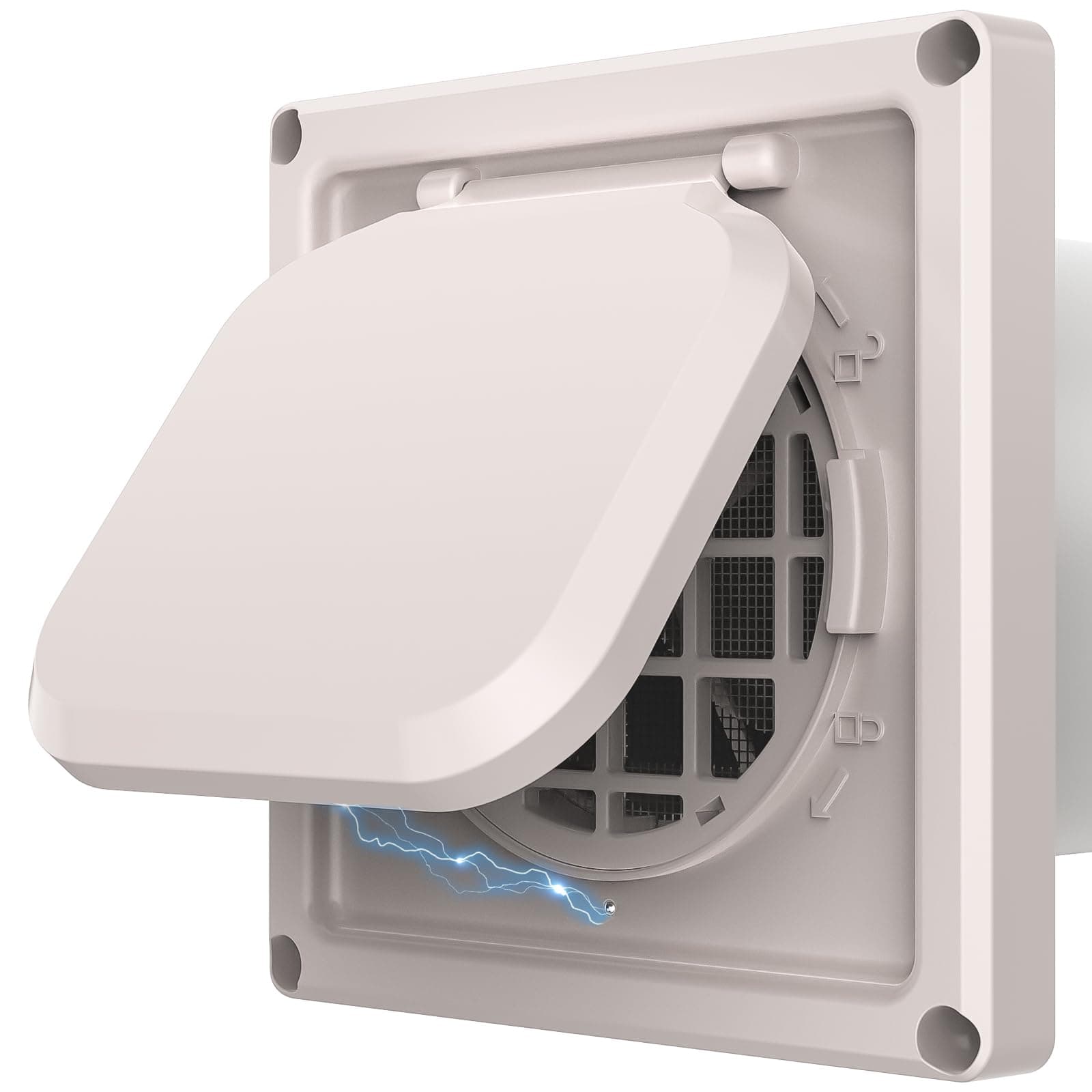 Magnetic Dryer Vent Cover Outside, Weather-Resistant Plastic Vent Cover for 4 inch Pipe, Detachable Lint Screen for Easy Cleaning and Maximum Airflow Efficiency, 6x6 inch Size, Beige