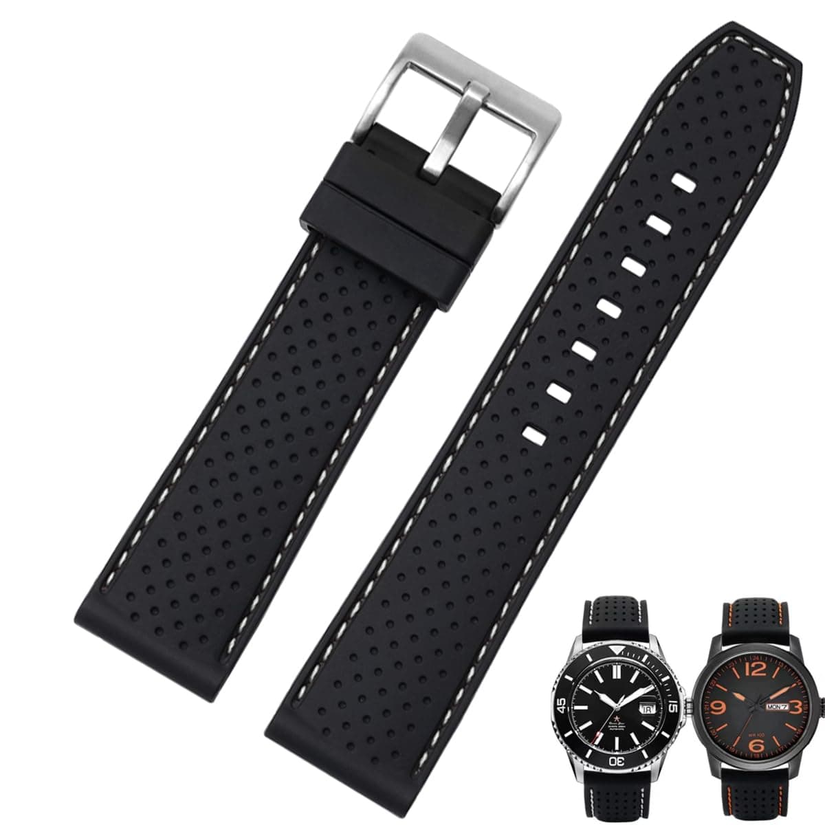 Soft Silicone Breathable Watch Bands for Men&Women,Adjustable Quick Release Rubber Waterproof Watch Straps-Compatible with Regular & Smart Watch Bands