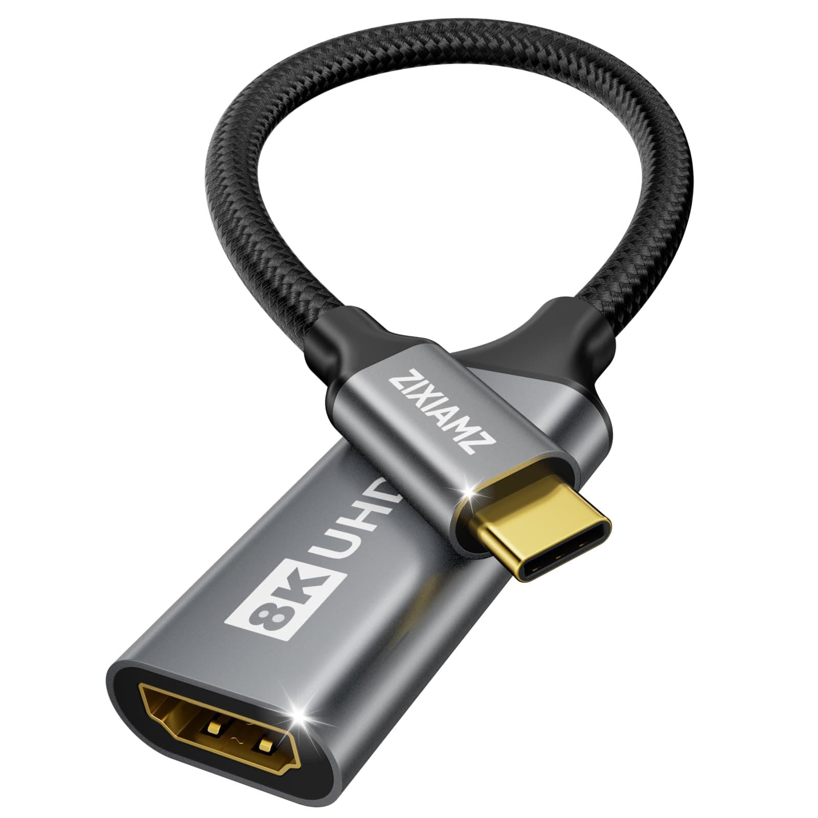 ZIXIAMZ USB C to HDMI 2.1 Adapter, 8K High-Speed Type C to HDMI Conver Support 8K@60Hz,4K@120Hz [Thunderbolt 3/4/5 Compatible] for MacBook Pro/Air, XPS, ThinkPad, iPhone 15/16 Series