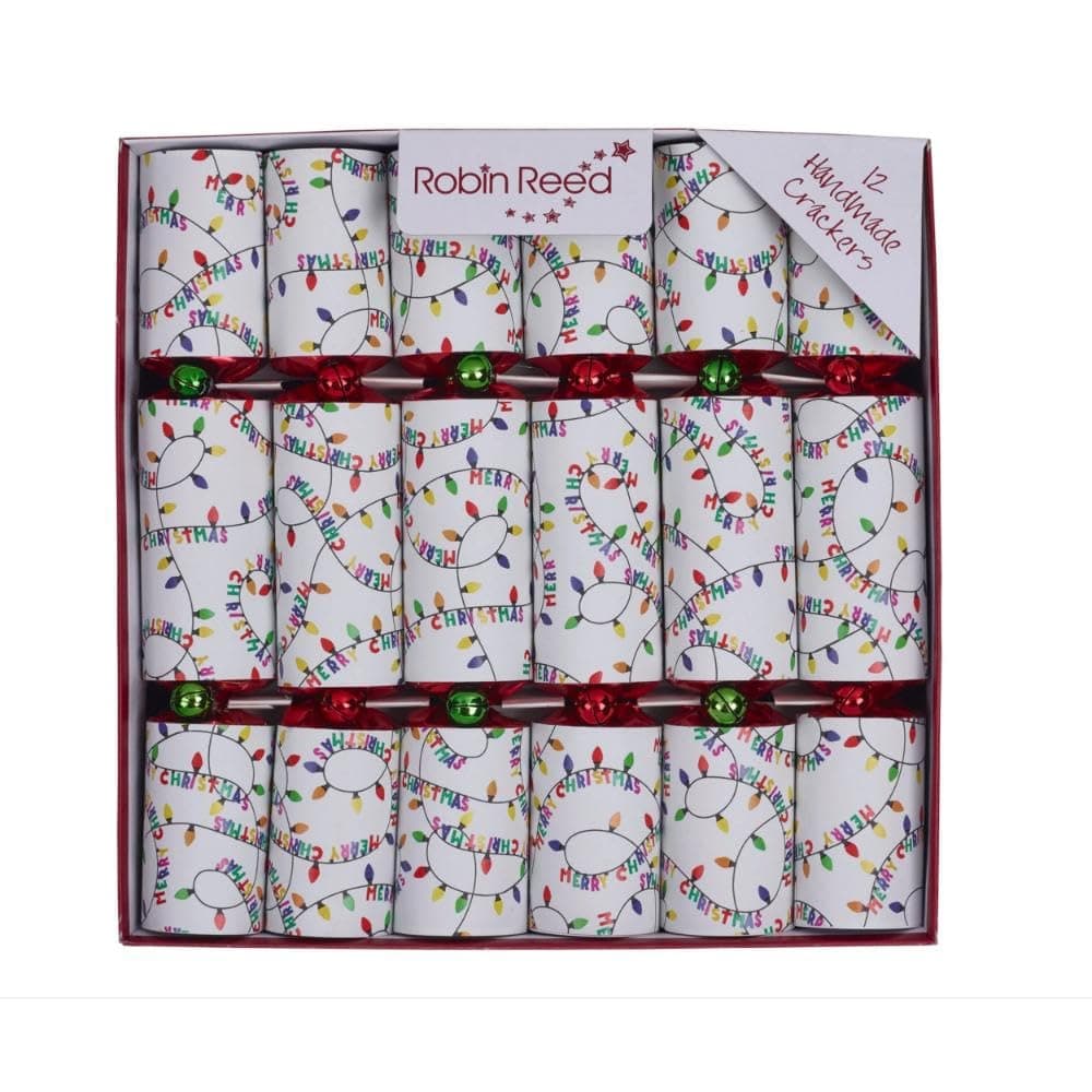 Robin Reed Handmade English Festive Holiday Table Decor, Decorative Party Pack Favors, Multicolor, 12-piece set, 10 inch H - Christmas Party Lights Garland, Jingle Bell, 52514.NOV