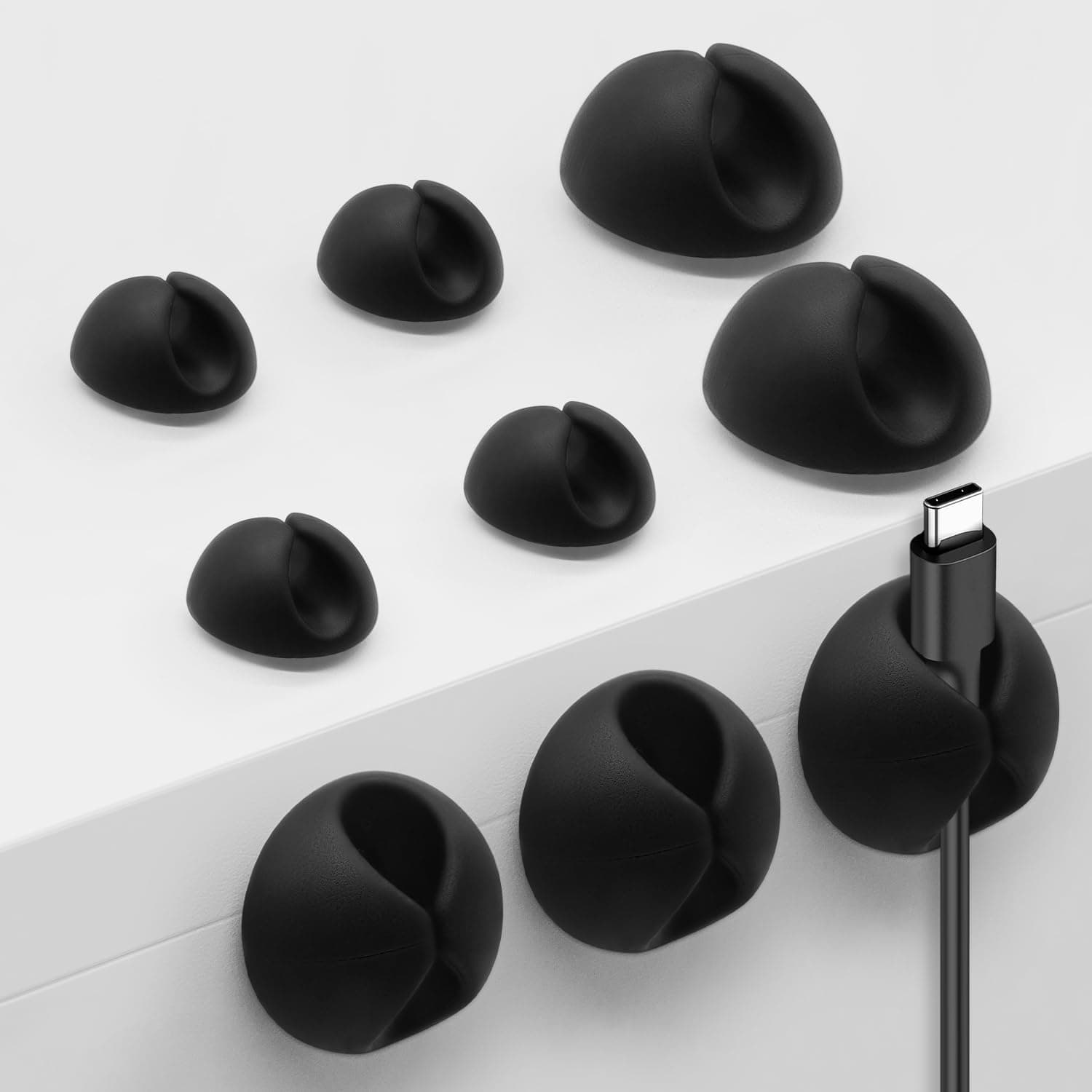 SmiLife Cable Clips, Phone Cord Organizer for Wire Management, Black 9 PCS