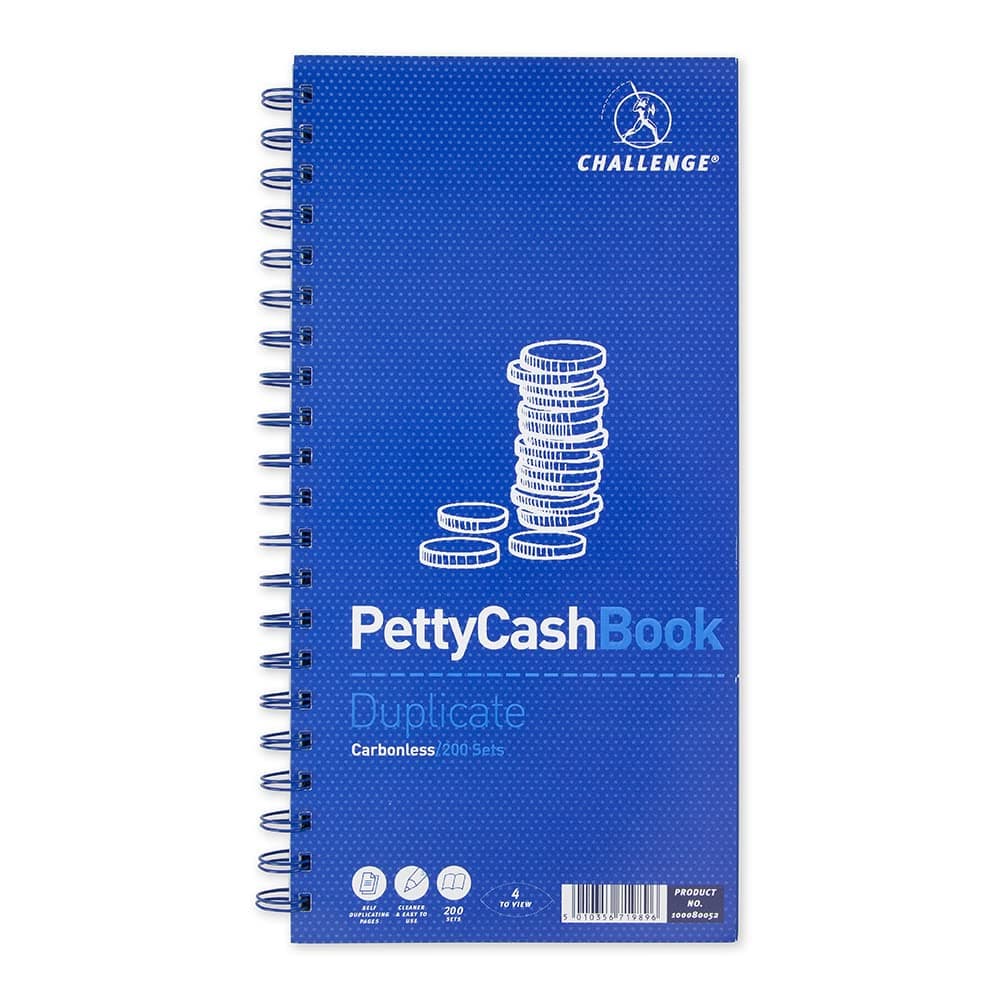 Challenge 280 x 141 mm Duplicate Petty Cash Book, Carbonless, 200 Pages, Set of 1