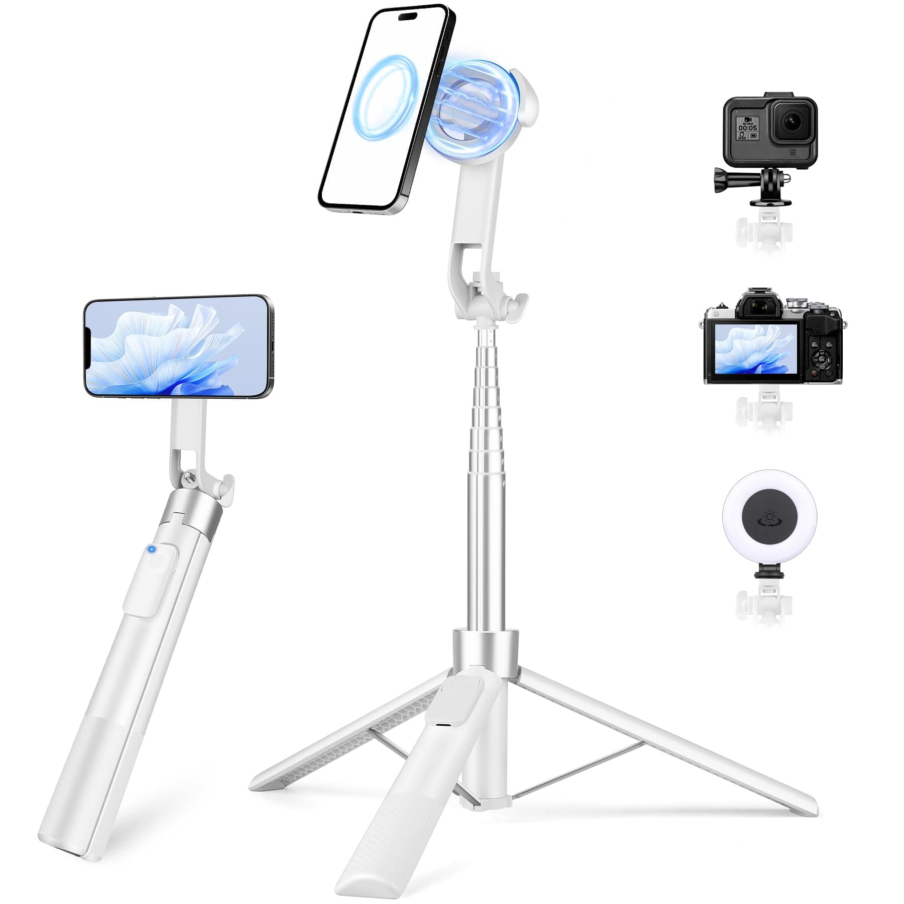 70" Magnetic Tripod for iPhone Magsafe, Extendable Selfie Stick Tripod