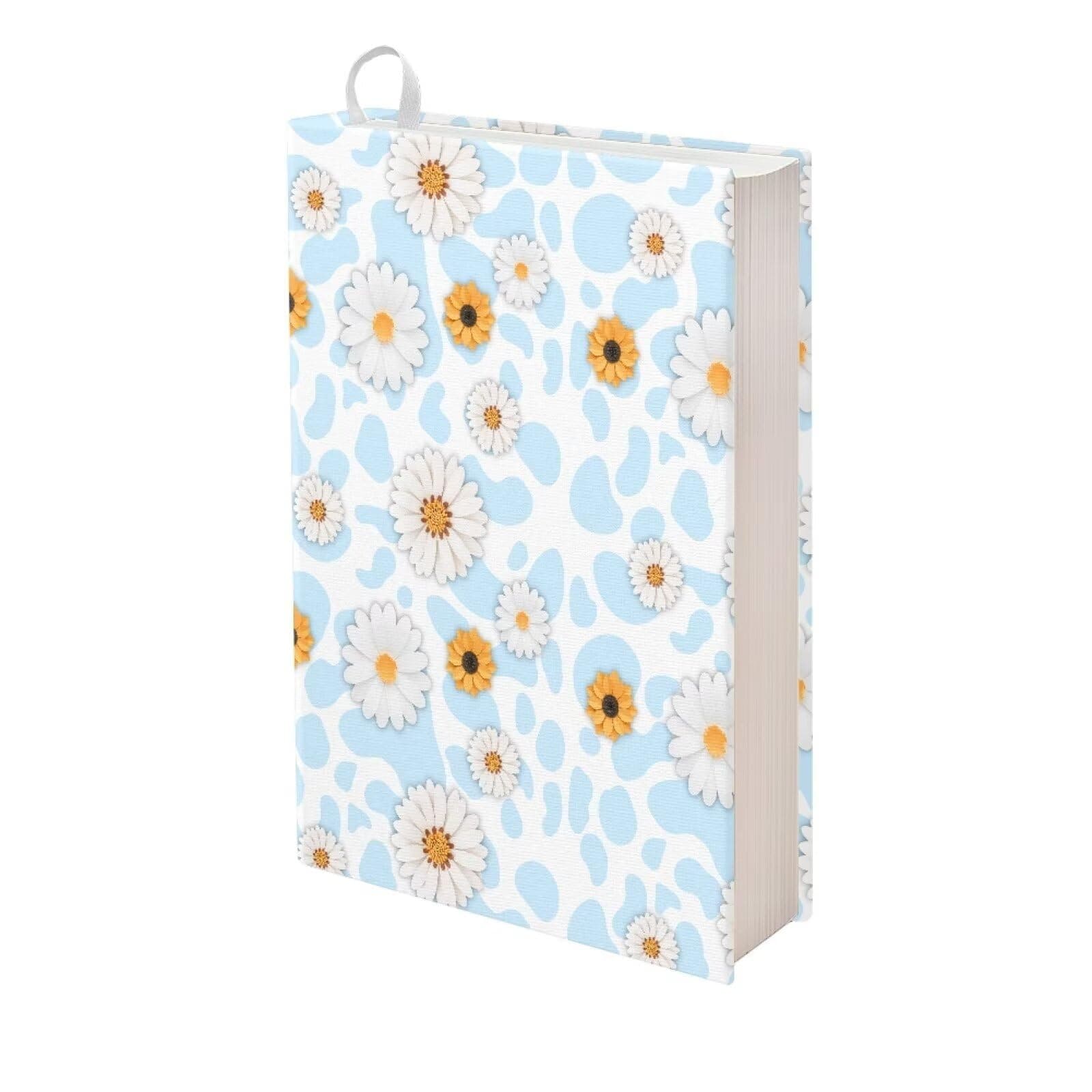 Pzuqiu Stretchable Book Covers School Book Protector 9x11 In Textbook Jackets Book Sox Washable Paperback Hardcover Book Cover for Women Girls, Daisy Cow, 1 Pack