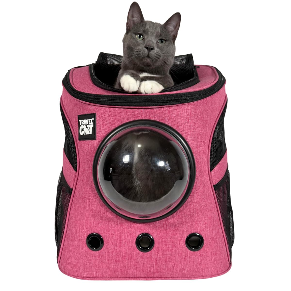 Fat Cat Backpack Carrier - Airline Approved Cat Carrier with Space Capsule Bubble for for Small Cats, Kitten - Premium Deep Rose Pink Cat Carrier Backpack for Outdoor, Travel, Hiking, Pet Supplies