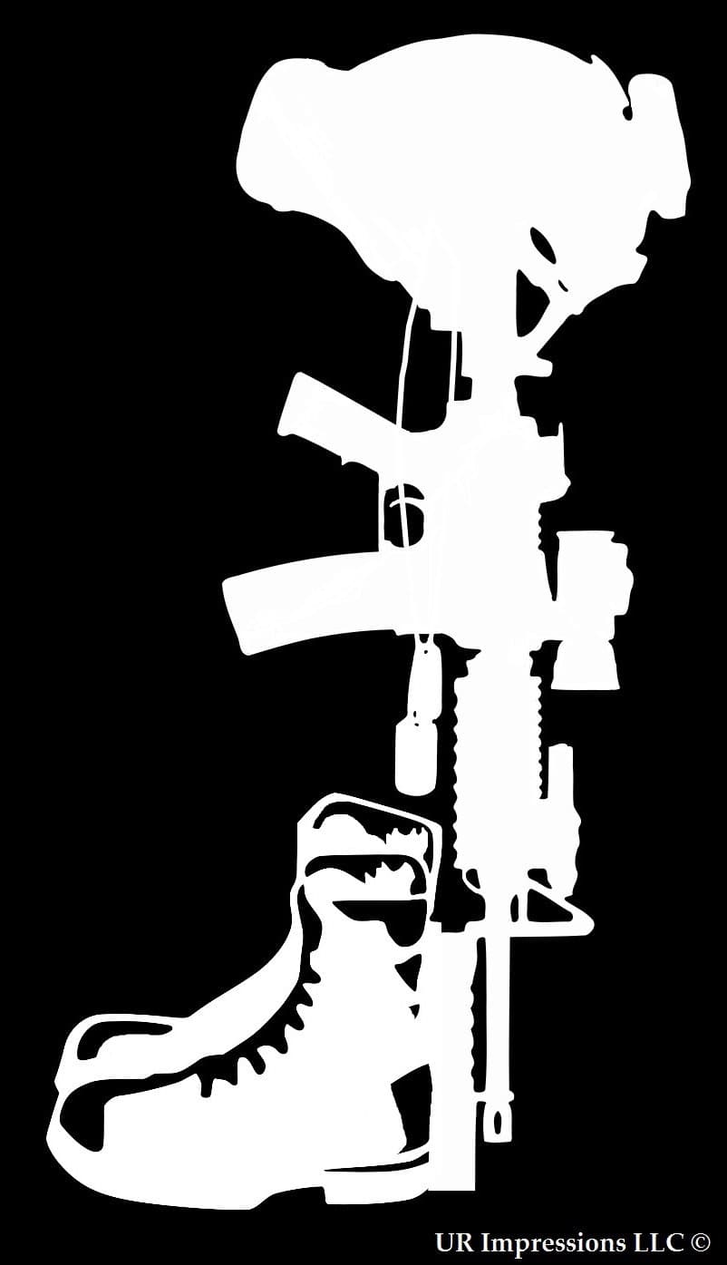UR Impressions 8.5in. LF Battlefield Cross - Left Facing Decal Vinyl Sticker Graphics for Cars Trucks SUV Vans Walls Windows Laptop|White|8.5 X 5.5 inch|URI419