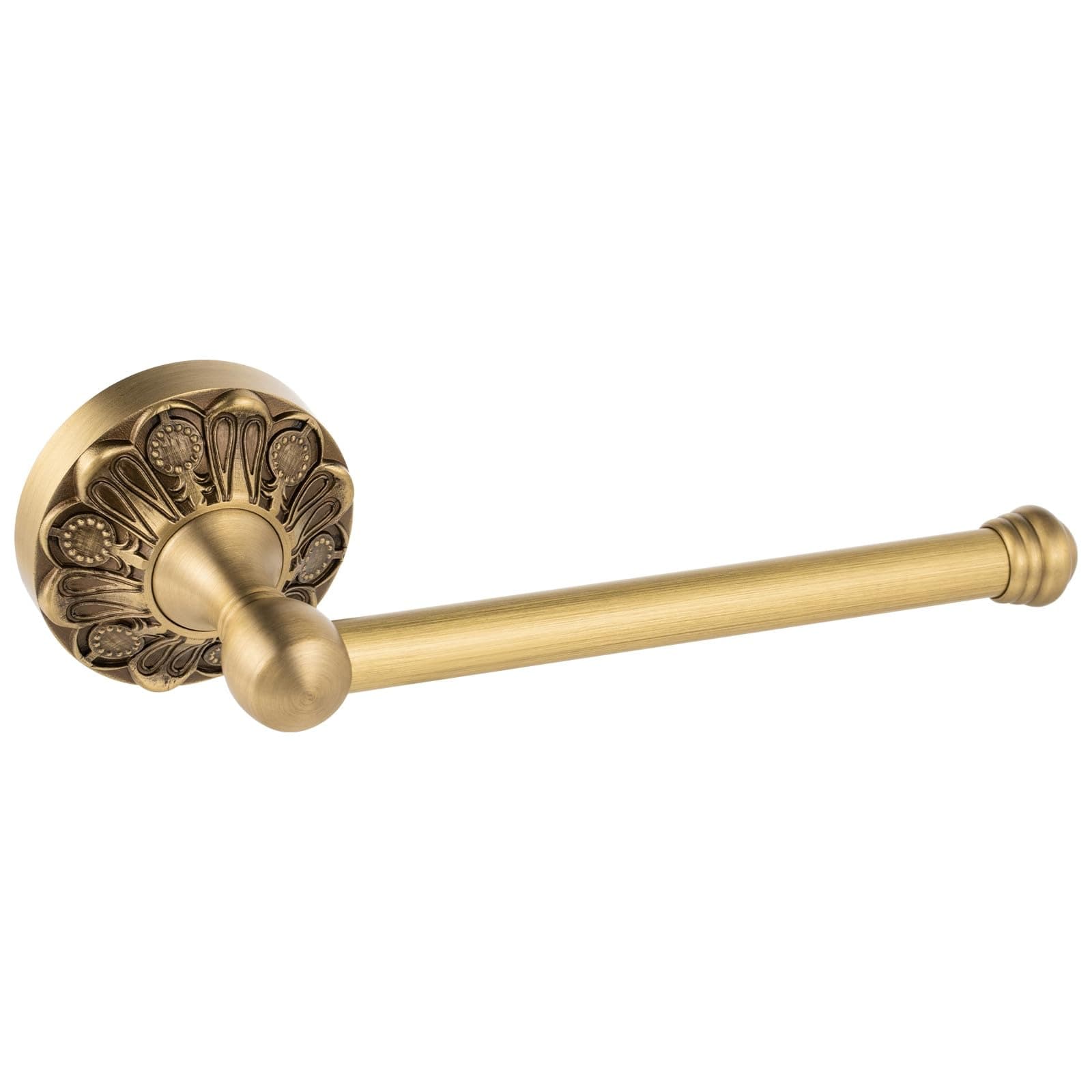 Lucyound Antique Brass Toilet Paper Holder, Bathroom Tissue Roll Holder Wall Mount, Vintage Gold Decorative Bathroom Accessories, Brass Petal-Relief Series