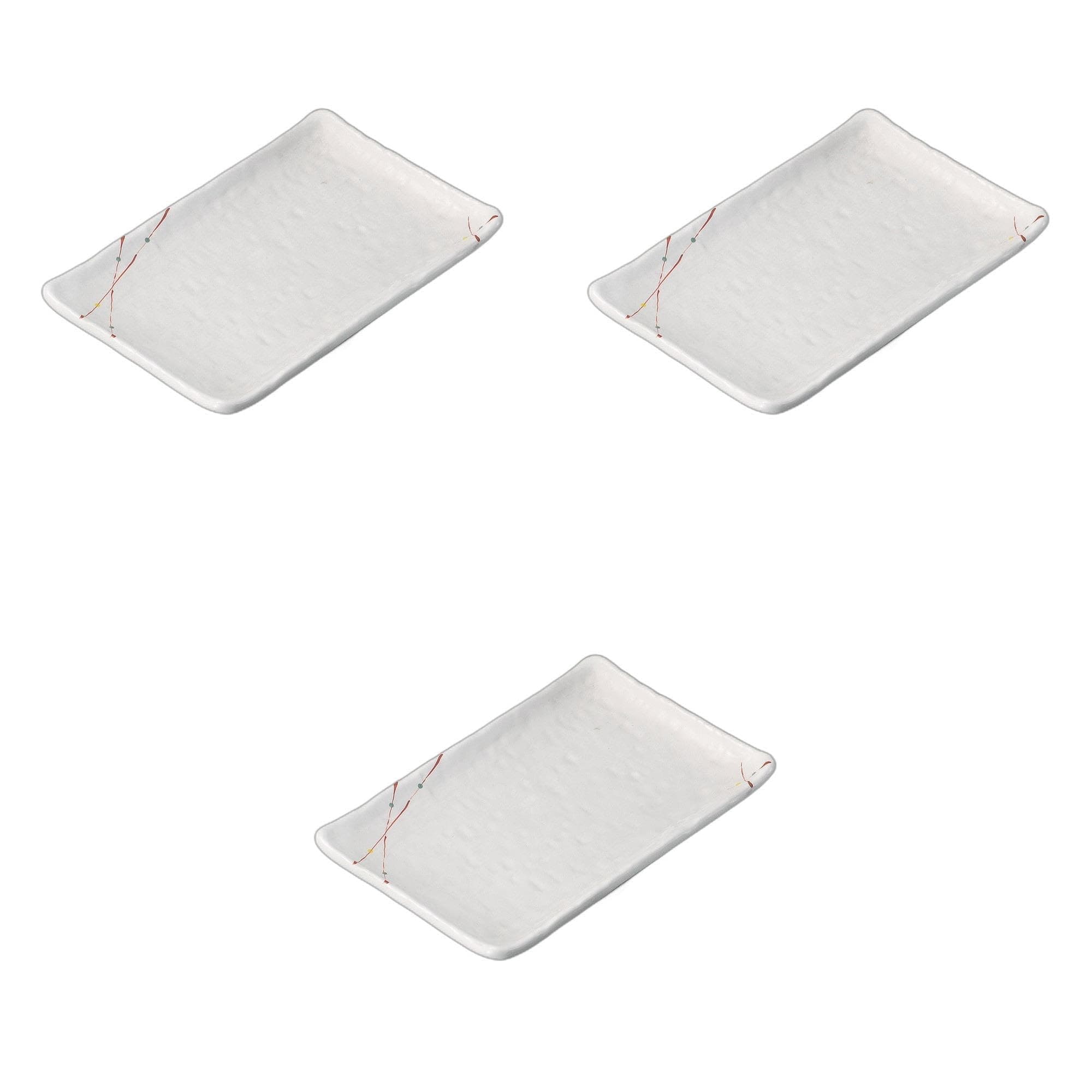 Setomonohonpo 8.0 Rectangular Plate, Set of 3, 8.8 x 5.7 x 0.9 inches (22.3 x 14.5 x 2.3 cm)