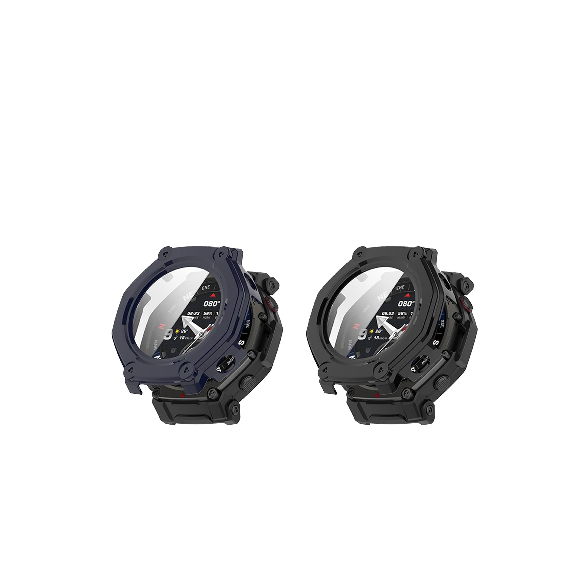 Compatible with Amazfit T-Rex 3 PRO Case, Screen Protector All-Around Case Hard PC Bumper Shell for Amazfit T-Rex 3 PRO 48MM Smartwatch Accessory (Black&Blue)