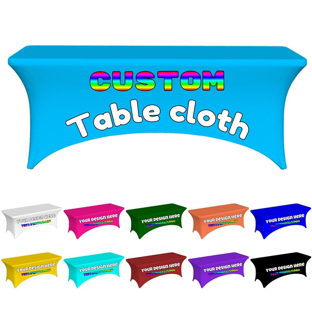 Jiposuhoe Add Your Photo Text Logo Image for Custom Tablecloth Personalized Table Cloth for Party Wedding Anniversary Birthday Tradeshow Events Customized Tablecloths Gift, SkyBlue